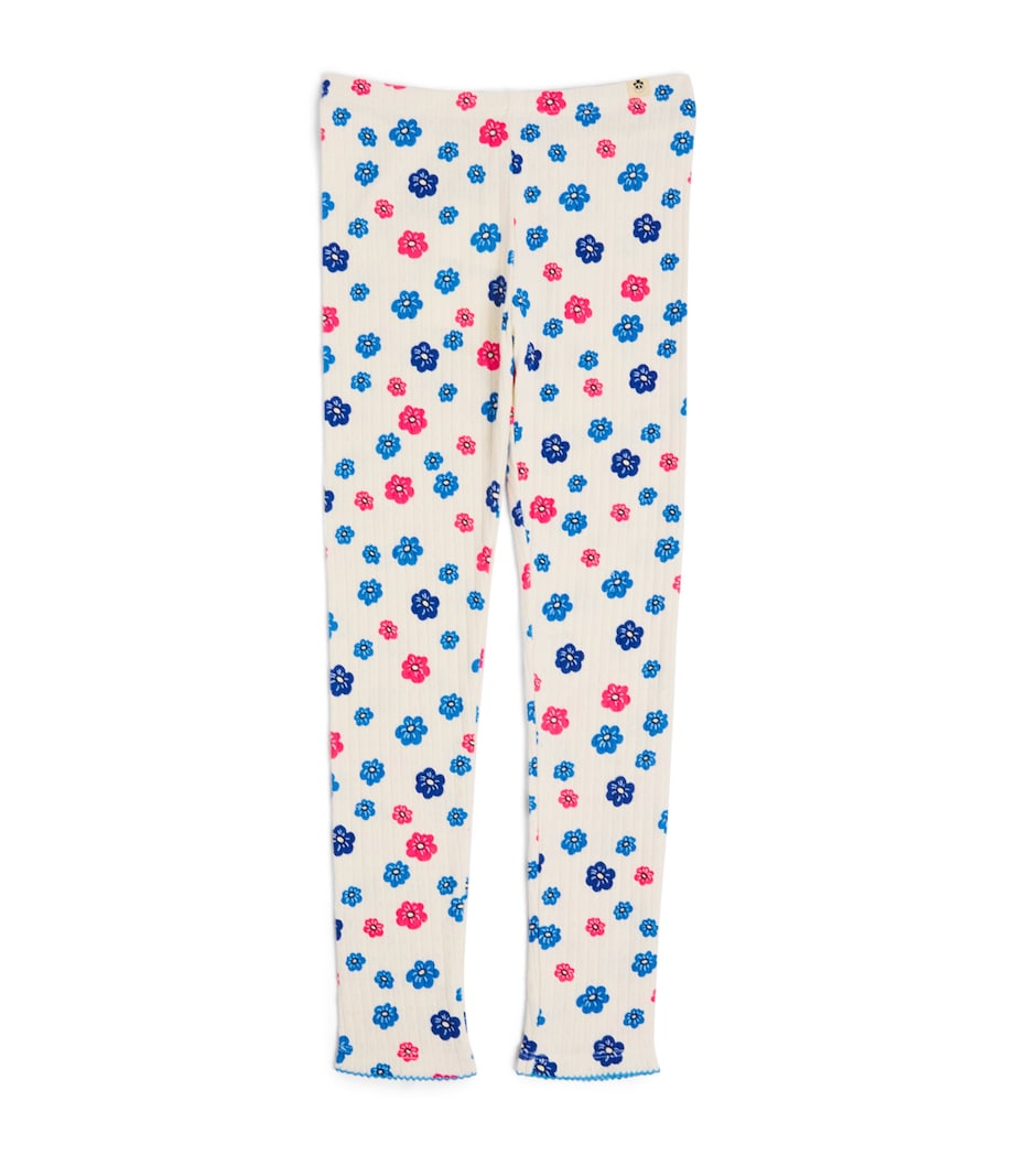 Mini Rodini Pointelle Jersey Floral Leggings (3-11 Years) Image 1