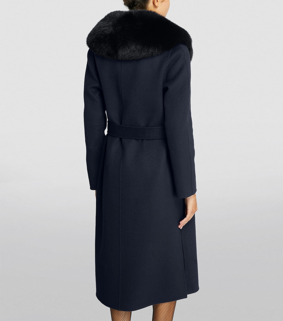 Cashmere-Wool Fox Fur-Trim Coat A7033 Image 4