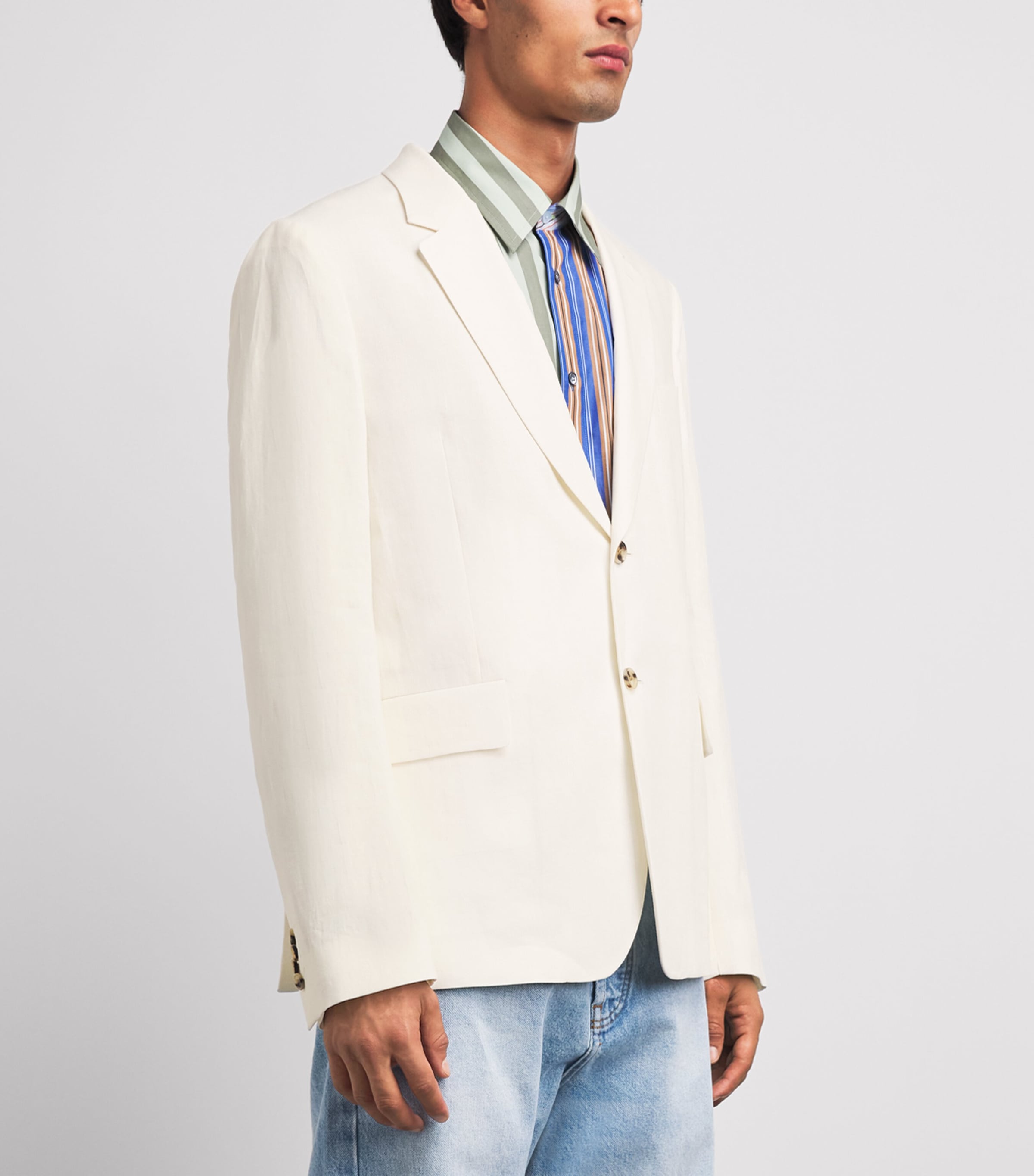 Paul Smith Mens Linen Single-Breast Blazer White Image 4