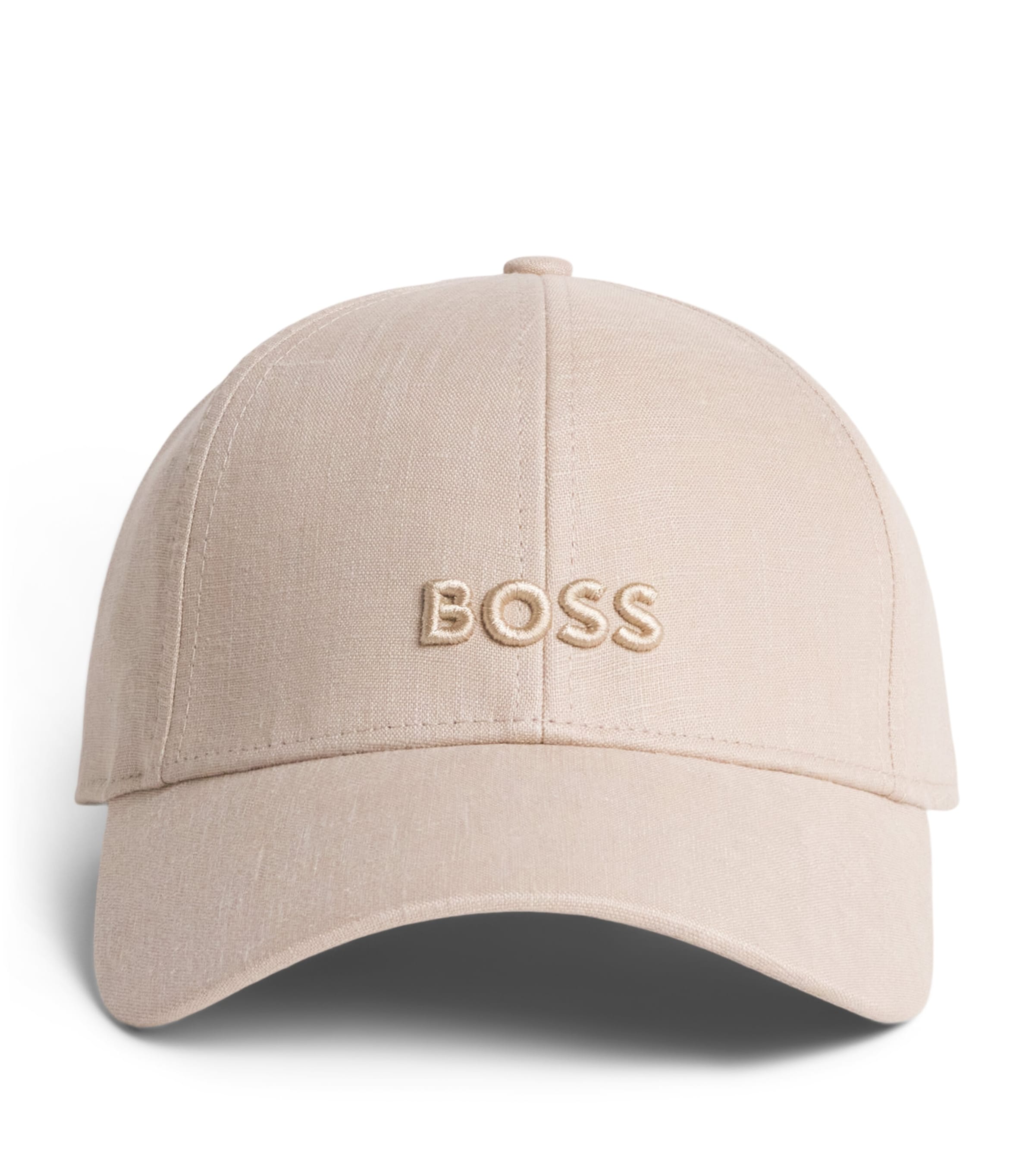 BOSS Linen Logo Baseball Cap Open Beige Image 1