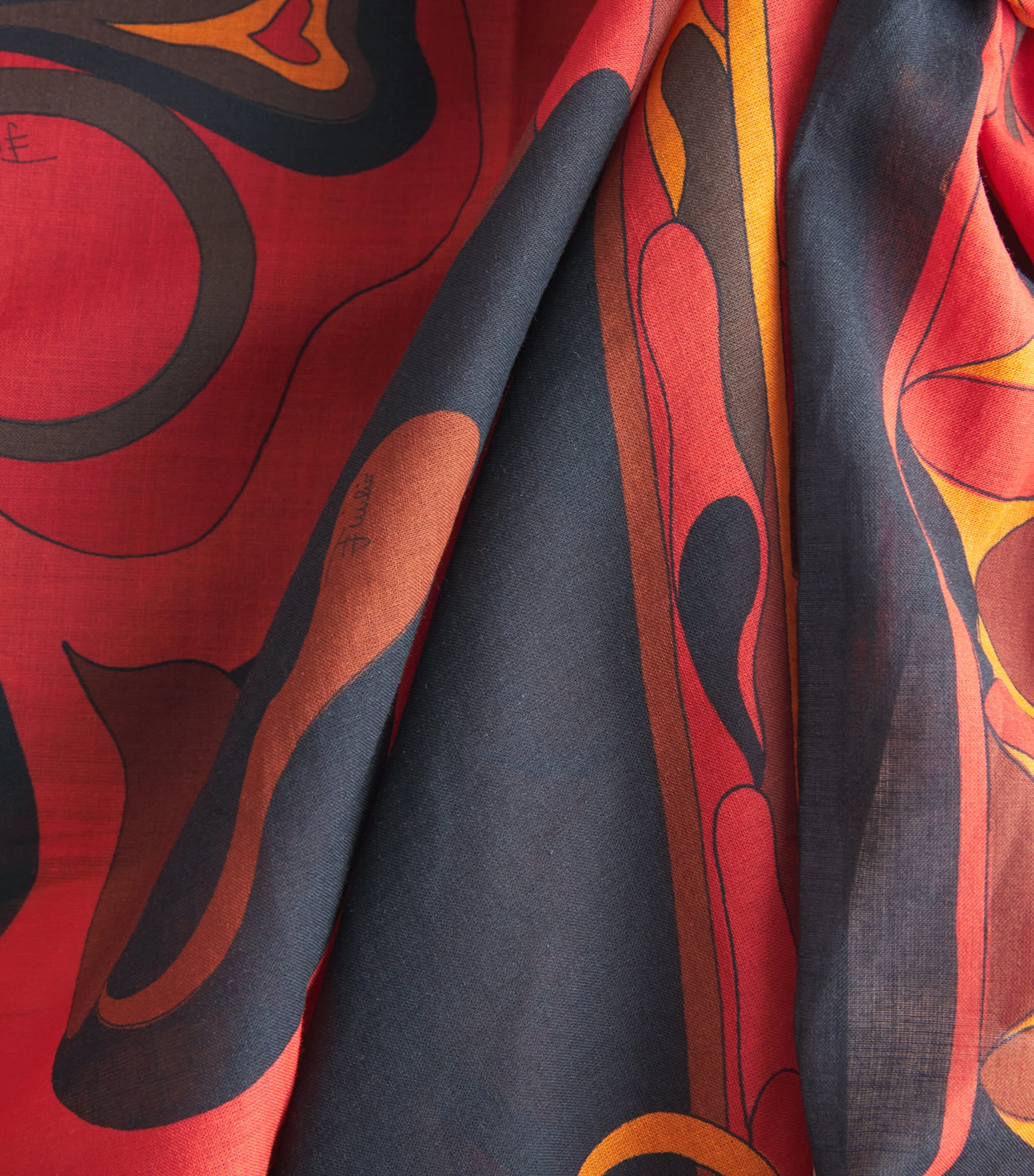 PUCCI Womens Cotton Orchidee Print Pareo Orange Image 6
