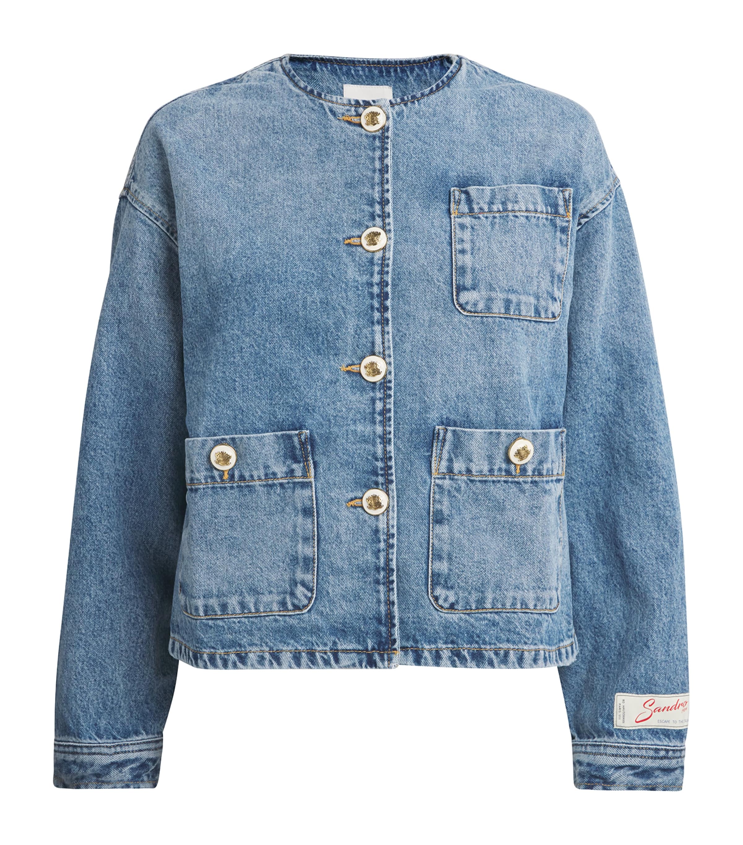 Round-Neck Denim Jacket BLUE JEAN Image 1