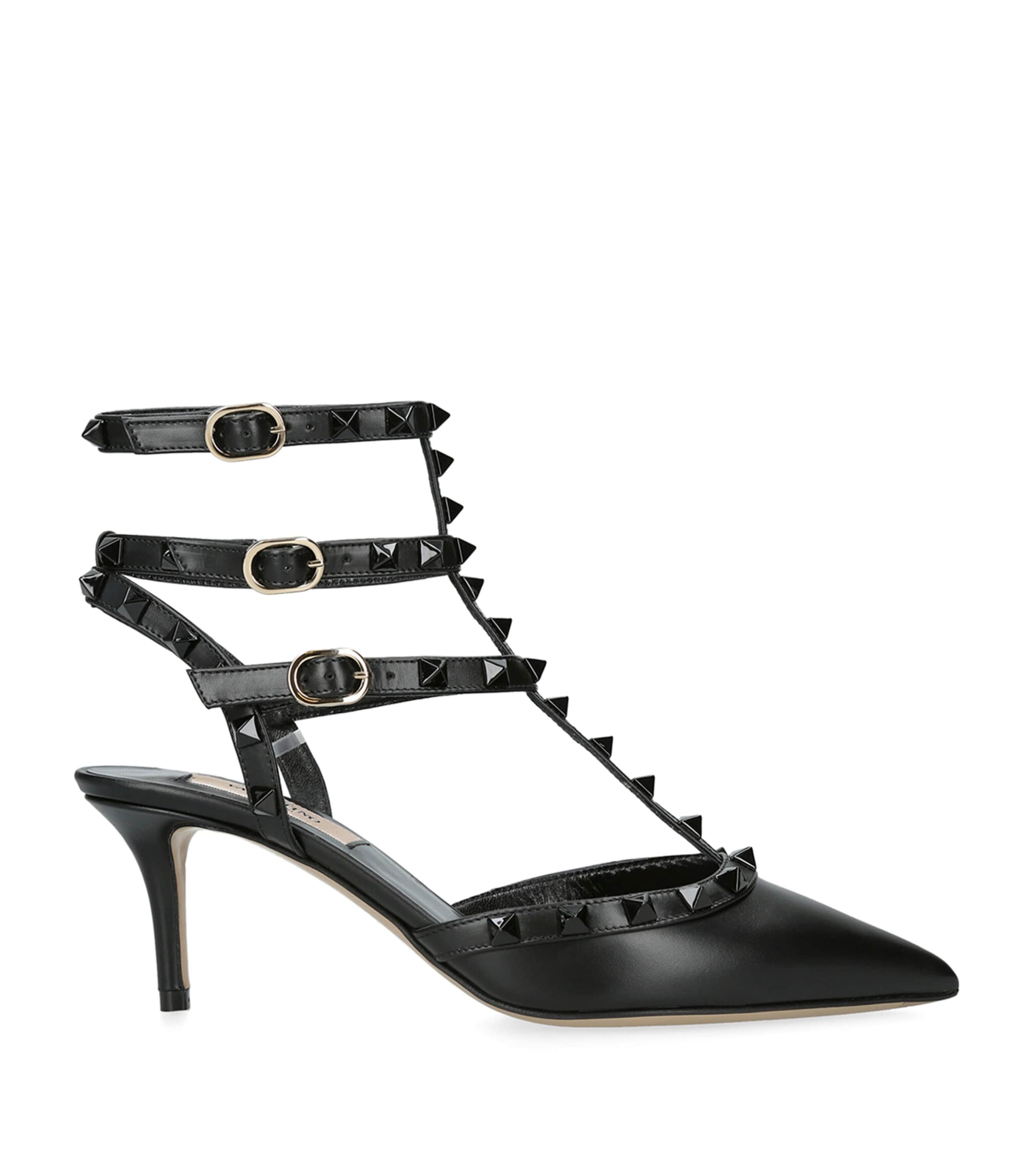 Leather Rockstud Sandals 65 BLACK Image 1