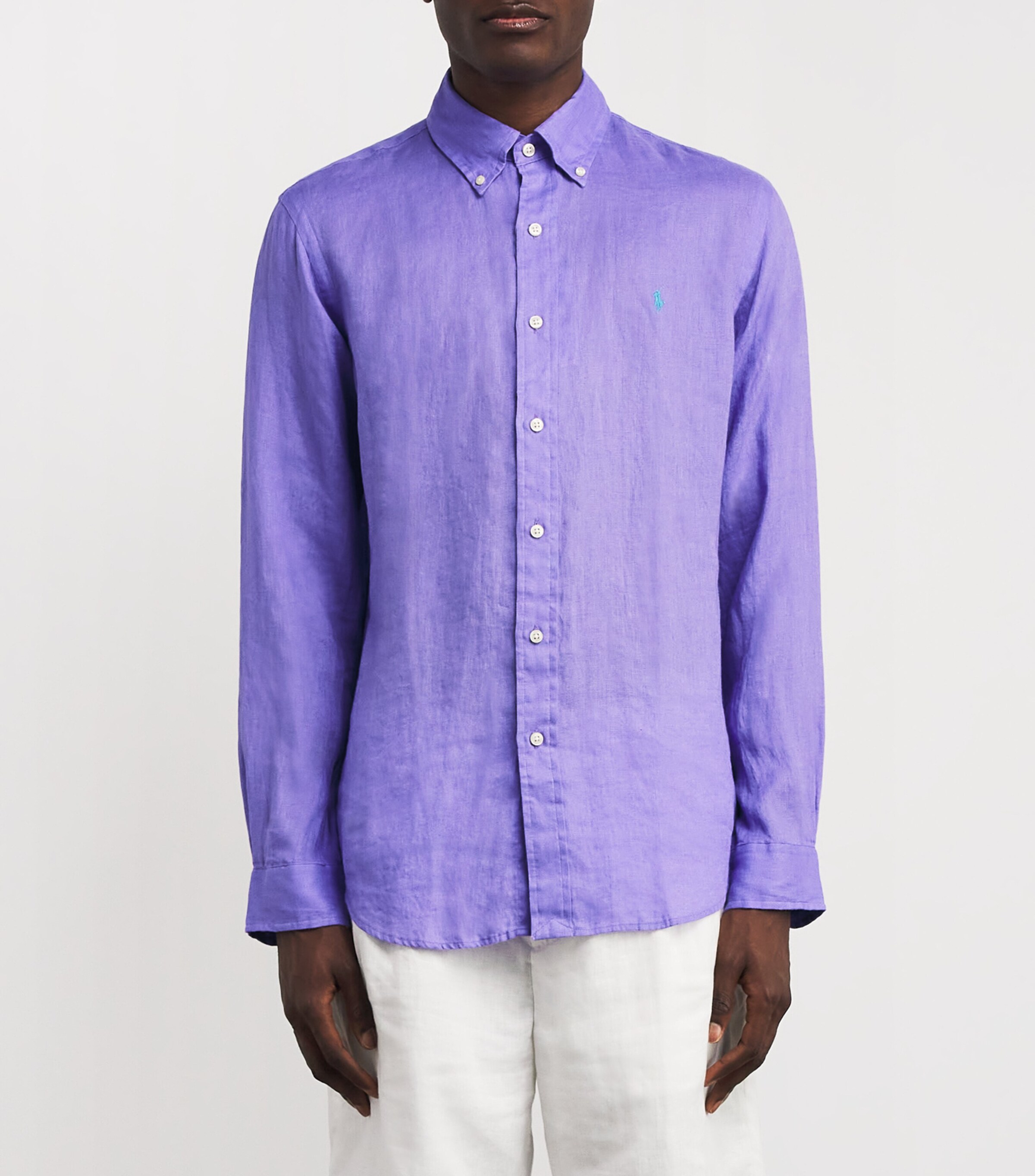 Linen Custom Fit Shirt PURPLE Image 3