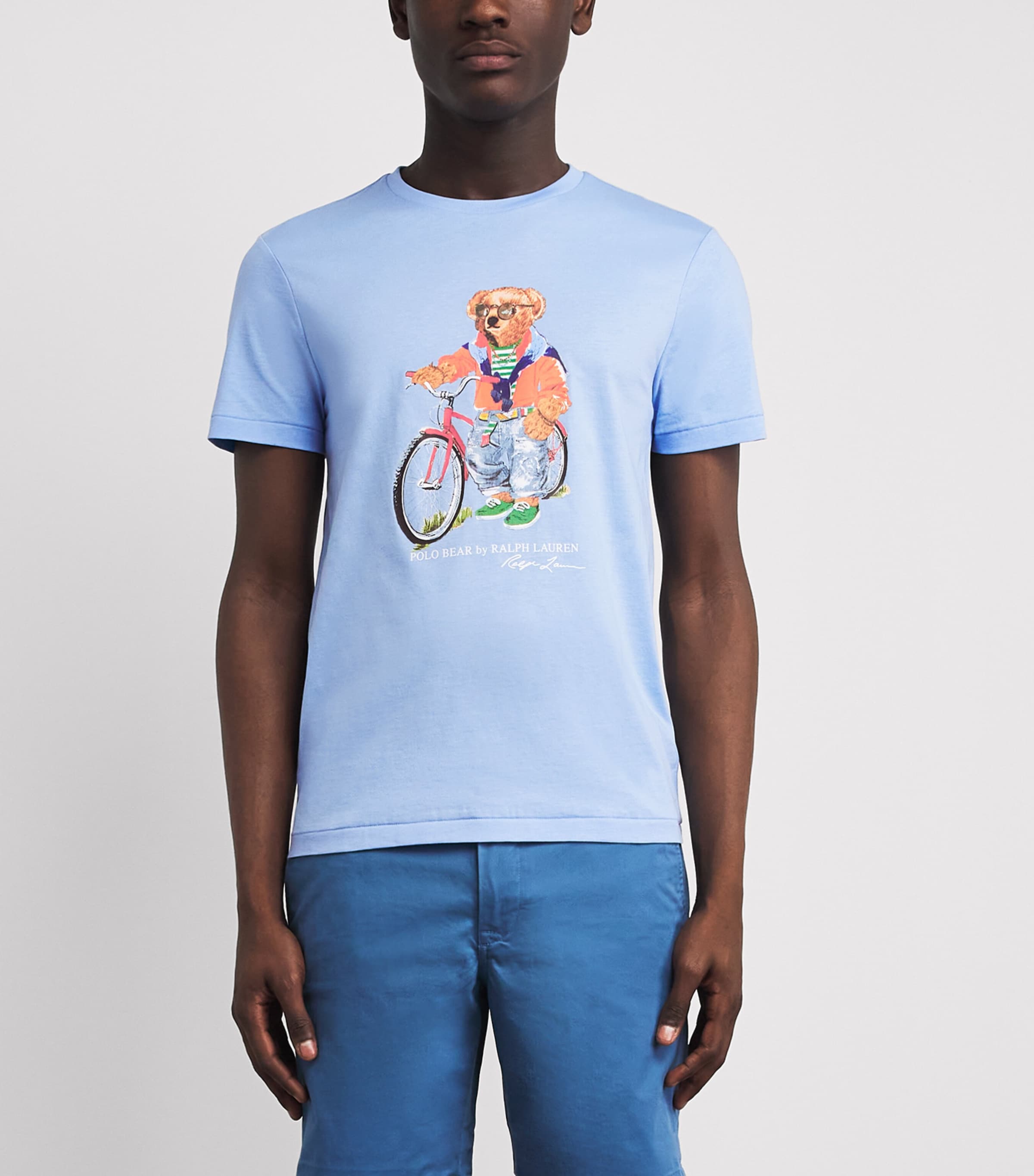 Polo Ralph Lauren Mens Cotton Polo Bear Bicycle Slim T-Shirt Austin Blue Ss Bear Image 4