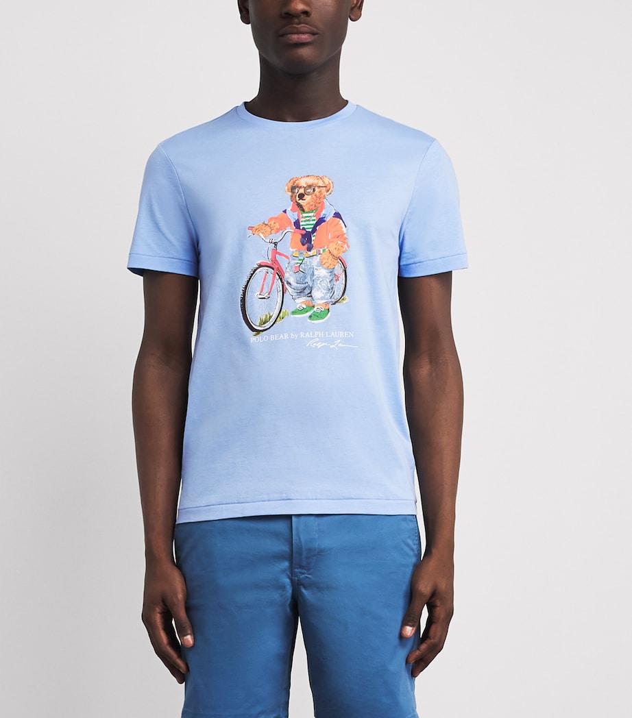 Polo Ralph Lauren Mens Cotton Polo Bear Bicycle Slim T-Shirt Austin Blue Ss Bear Image 4