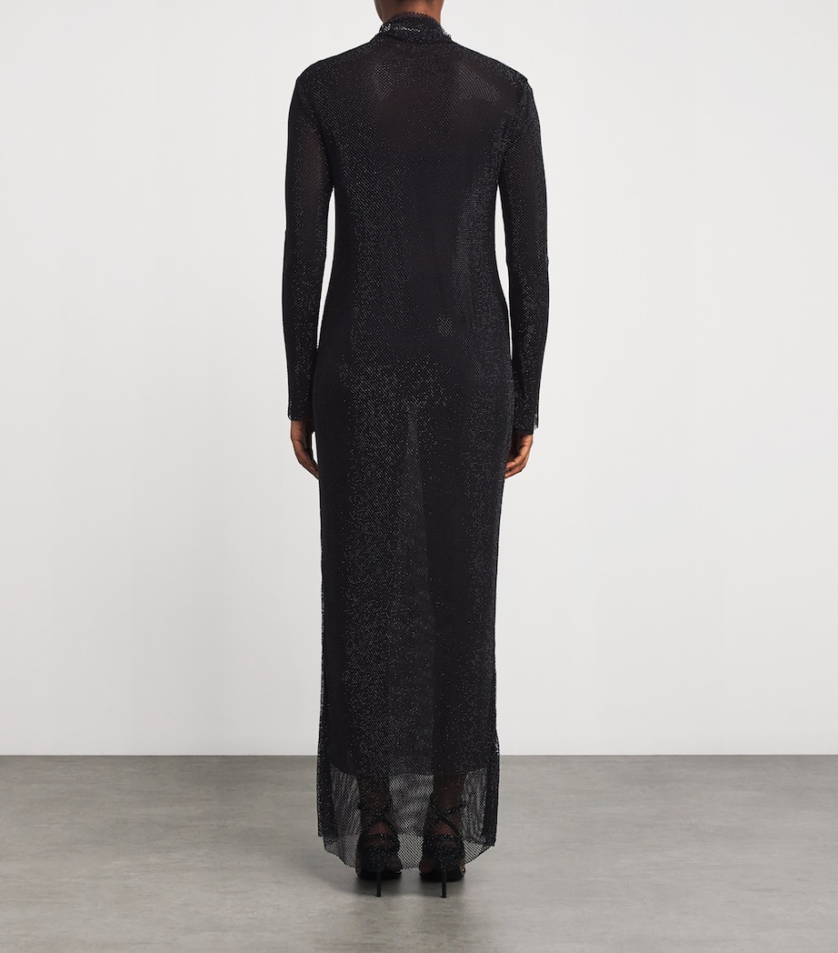 Rhinestone Mesh Lunette Maxi Dress DBLK BLACK Image 3