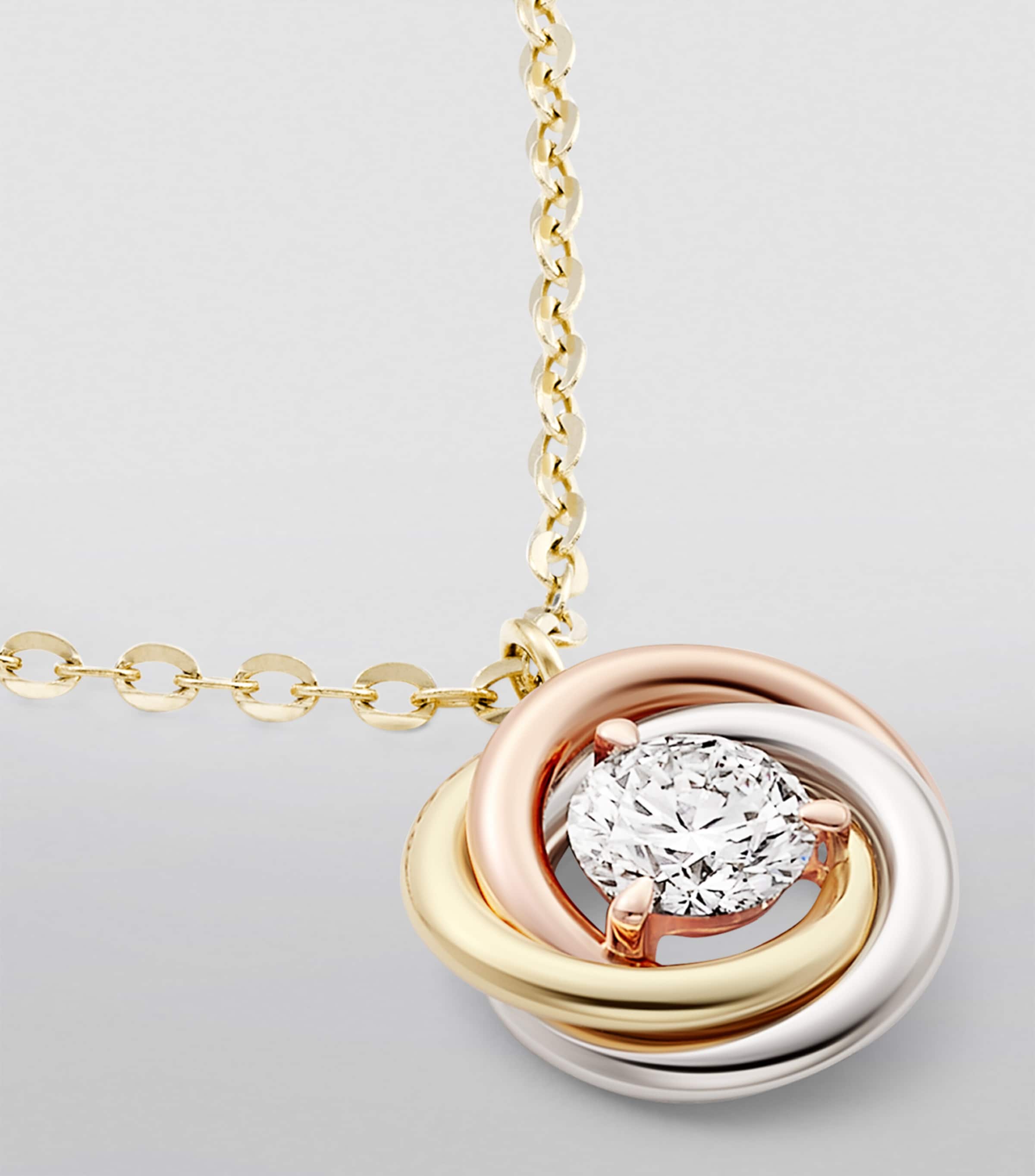 Cartier Mixed Gold and Diamond Trinity Necklace (40-44cm) | Harrods UK