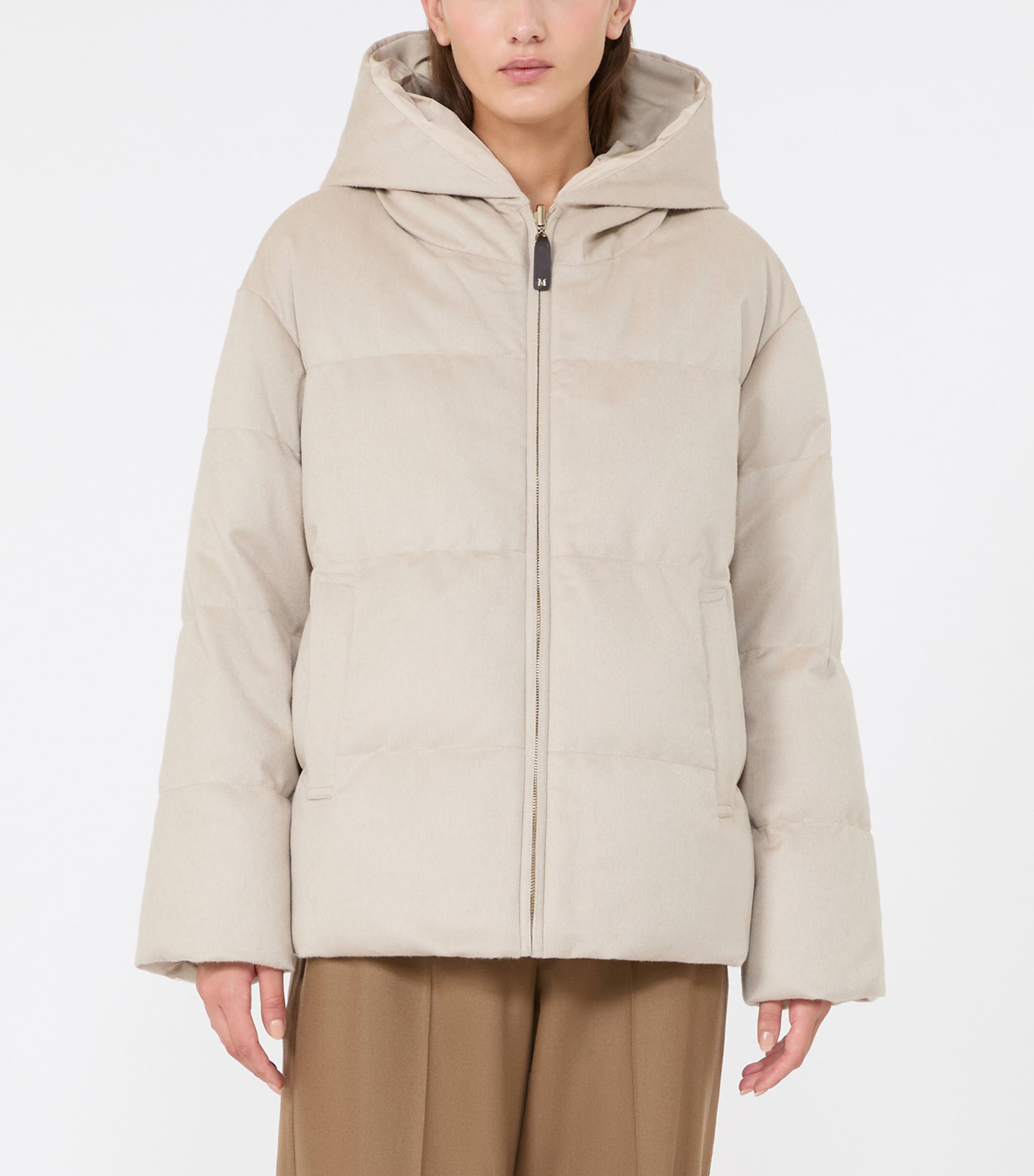 Max Mara Womens Down-Wool Reversible Puffer Jacket Albino Image 2