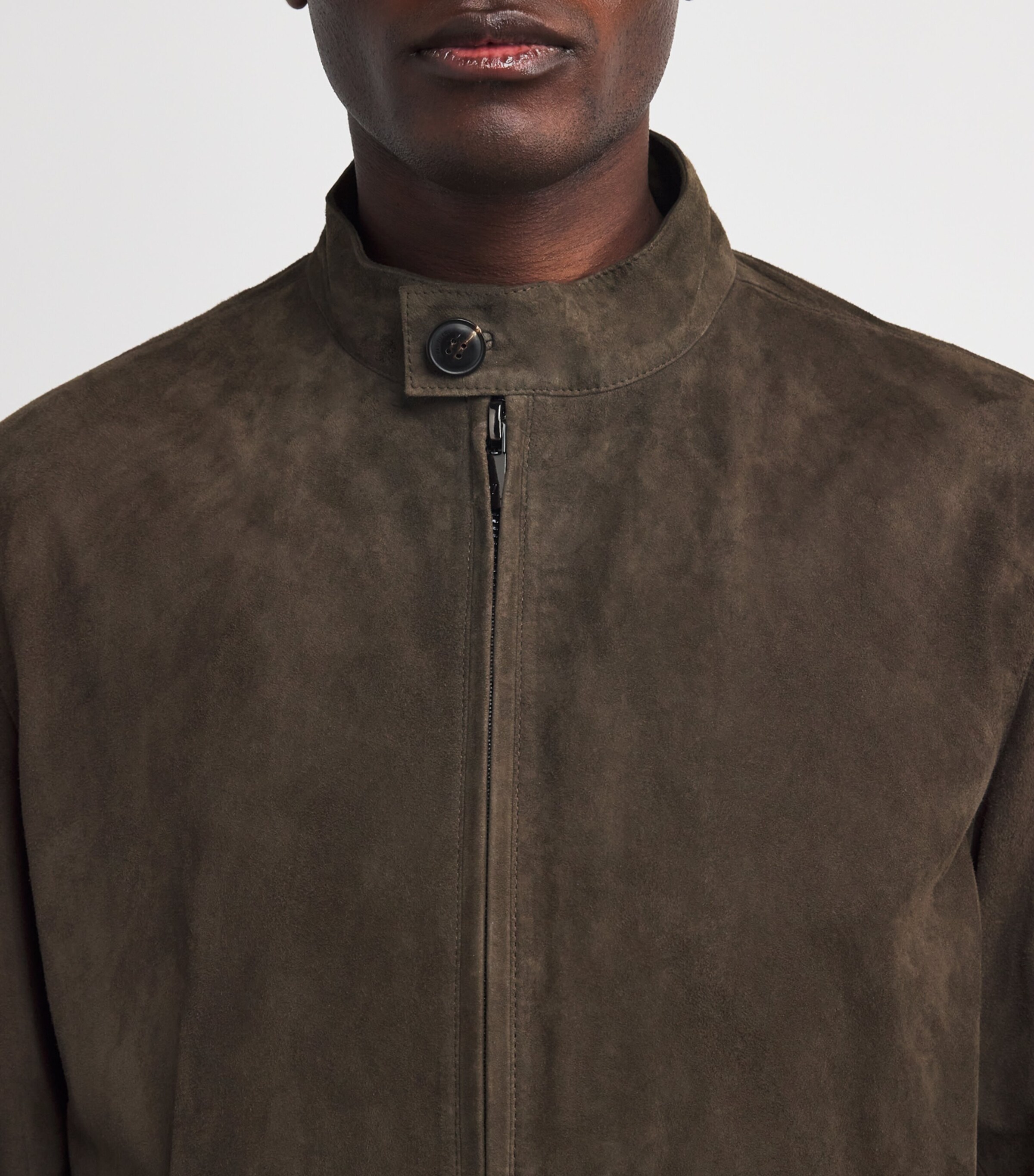 Pal Zileri Mens Suede Bomber Jacket Green Image 6