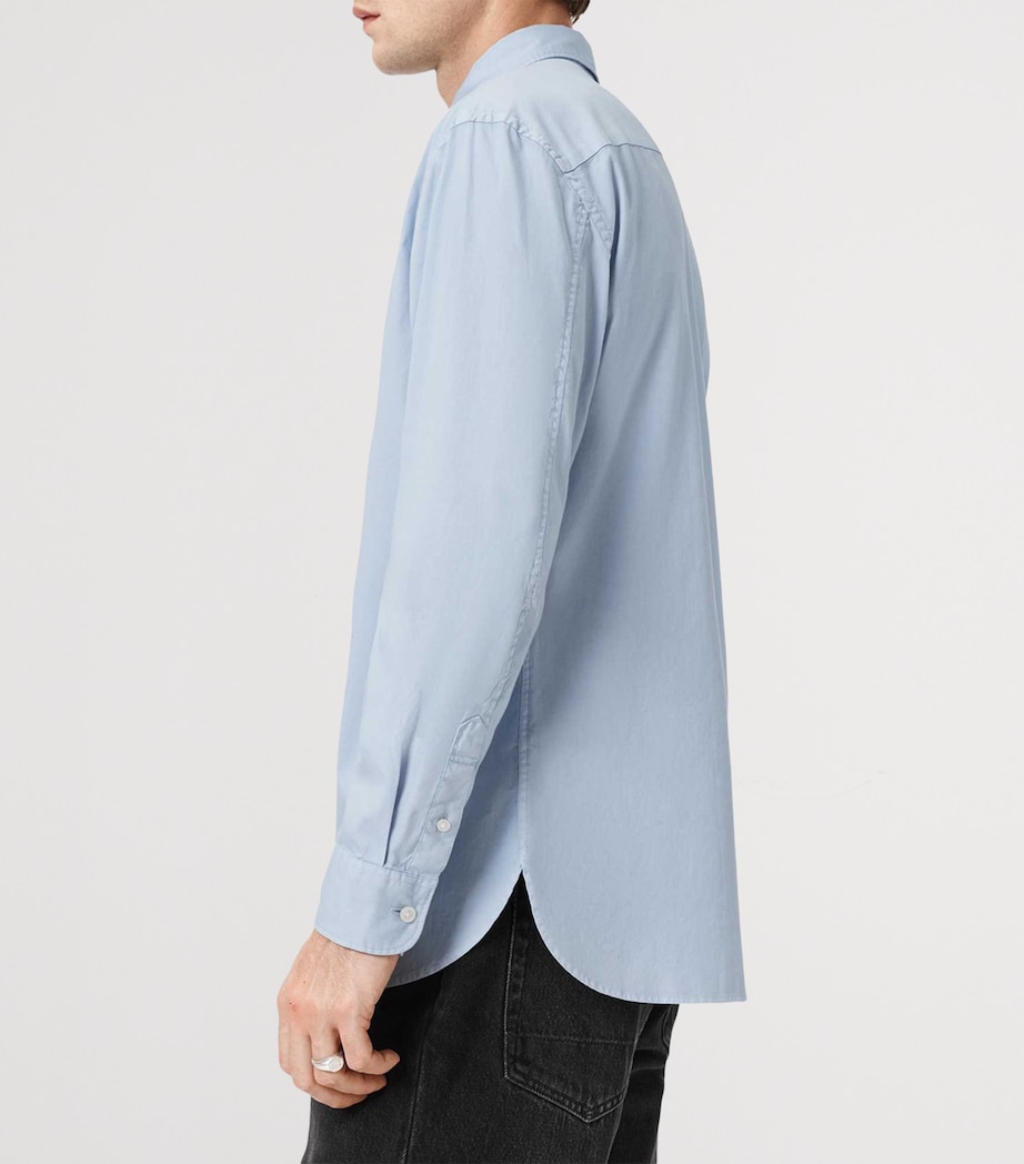 AllSaints Mens Stretch-Cotton Hawthorne Shirt Villa Blue Image 7