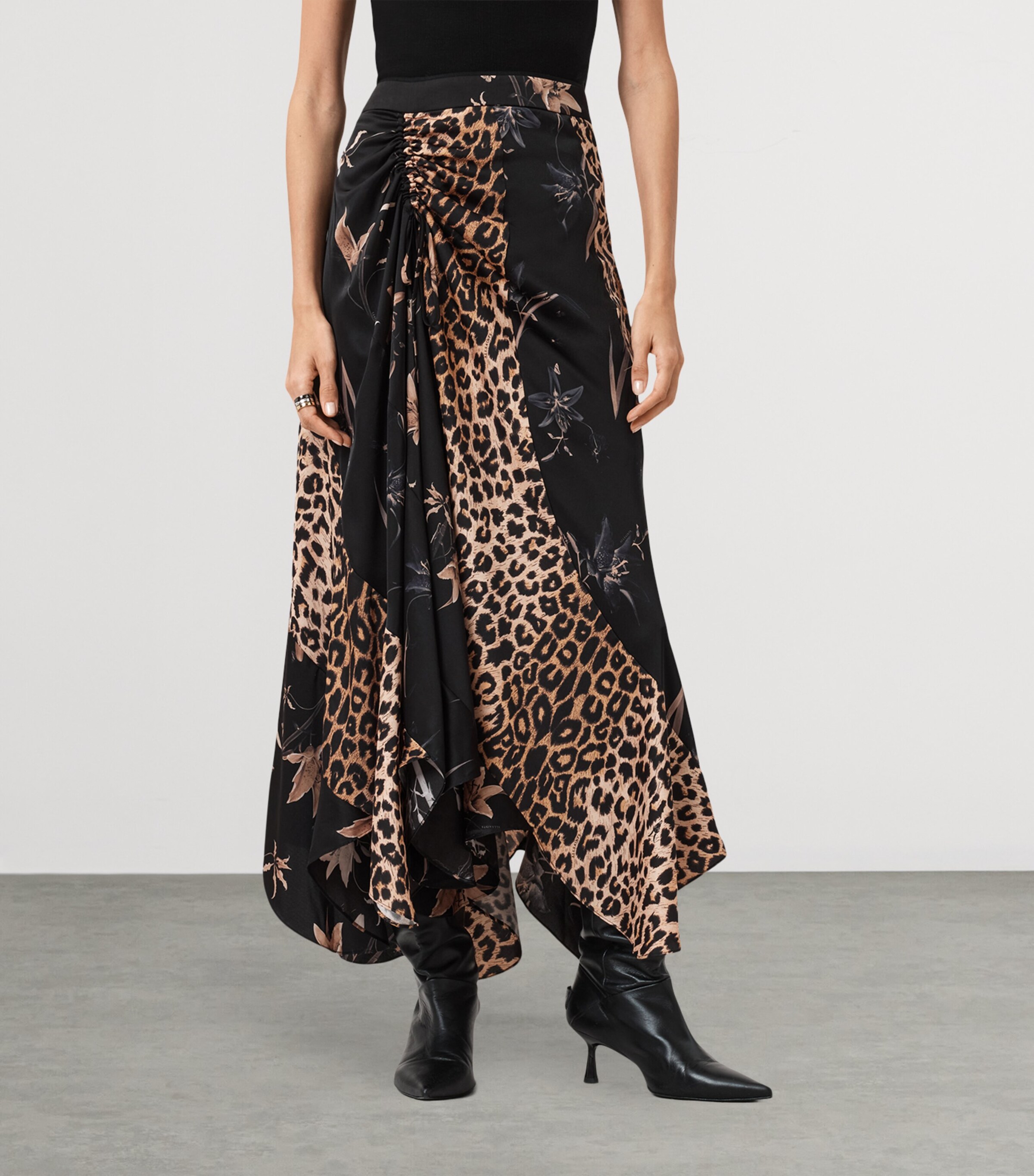 AllSaints Womens Arleen Midi Skirt Petra Black Image 3