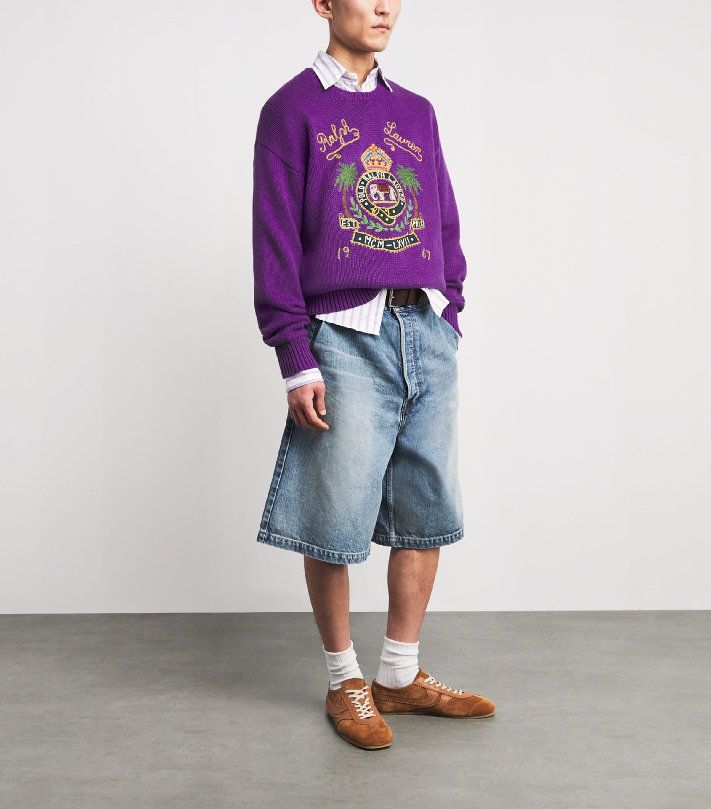 Polo Ralph Lauren Purple Cotton Embroidered Sweater | Harrods US