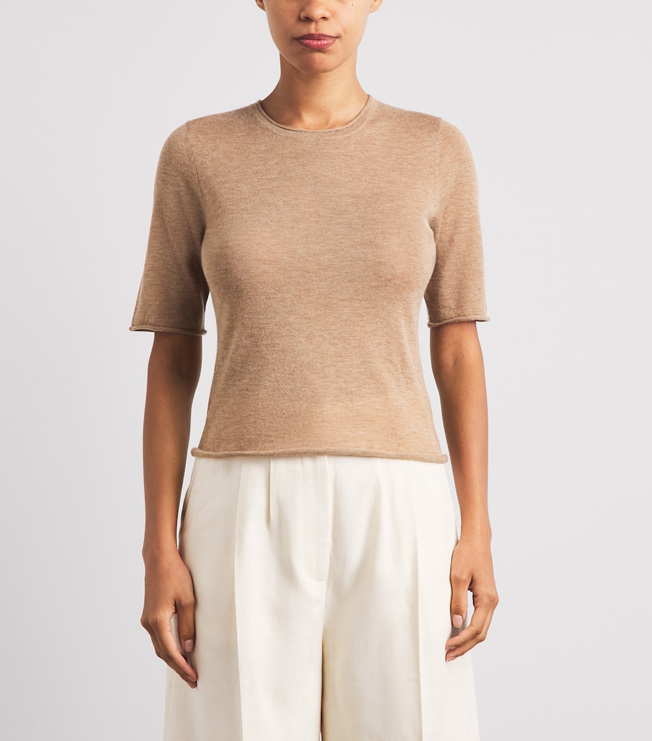 ME+EM Womens Cashmere T-Shirt Camel Melange Image 4