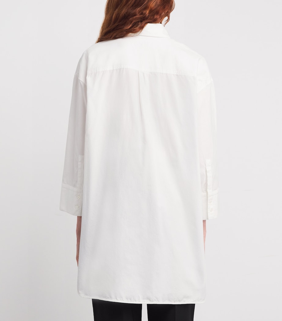 Cotton Cropped-Sleeve Oxford Shirt WHITE Image 4