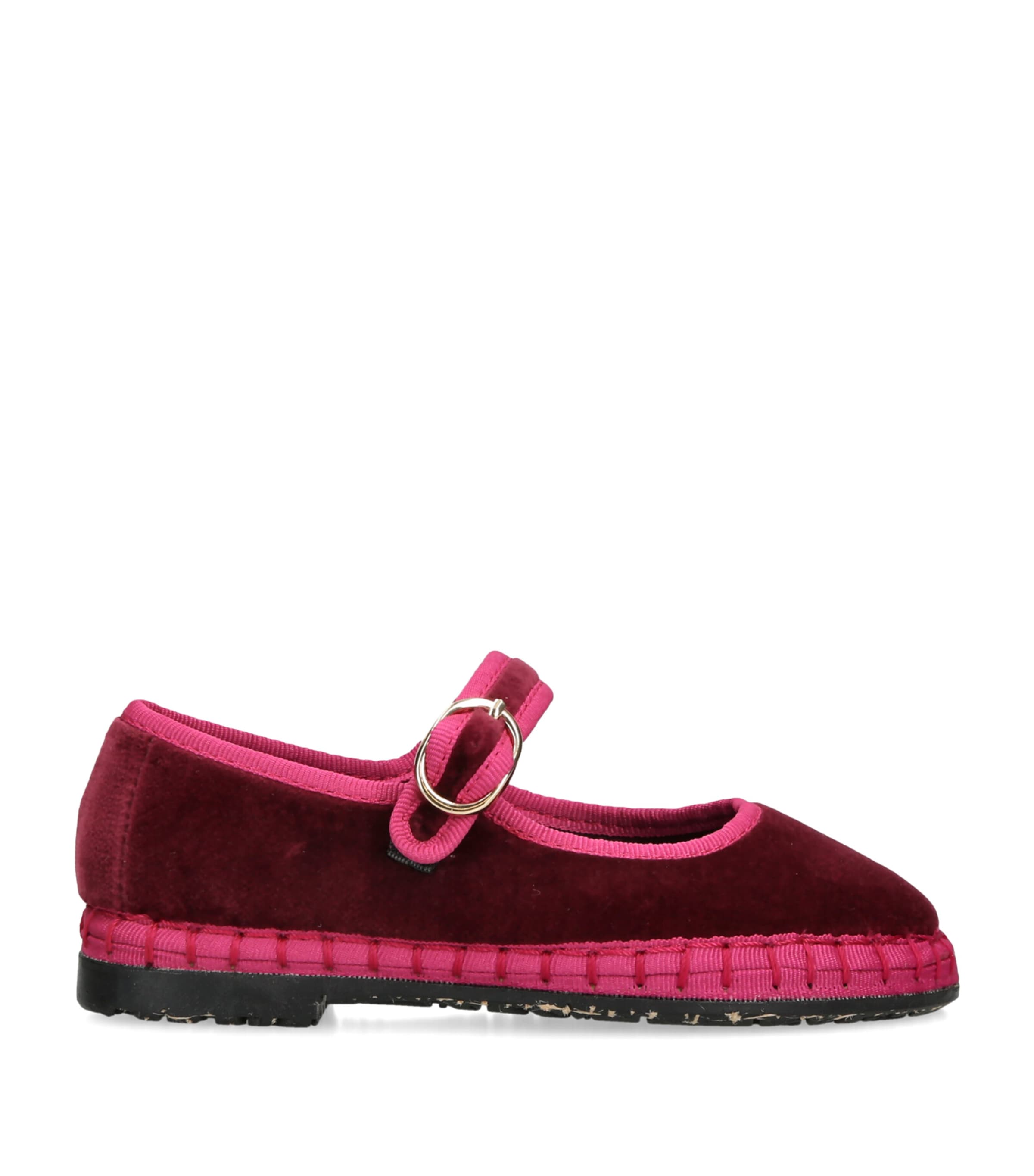 Flabelus Velvet Ursula Mary Jane Flats Pink Comb Image 1