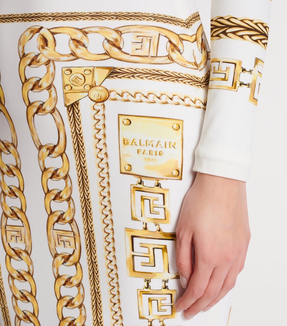 Jersey Chain Print Maxi Dress GAD BLANC/OR Image 8