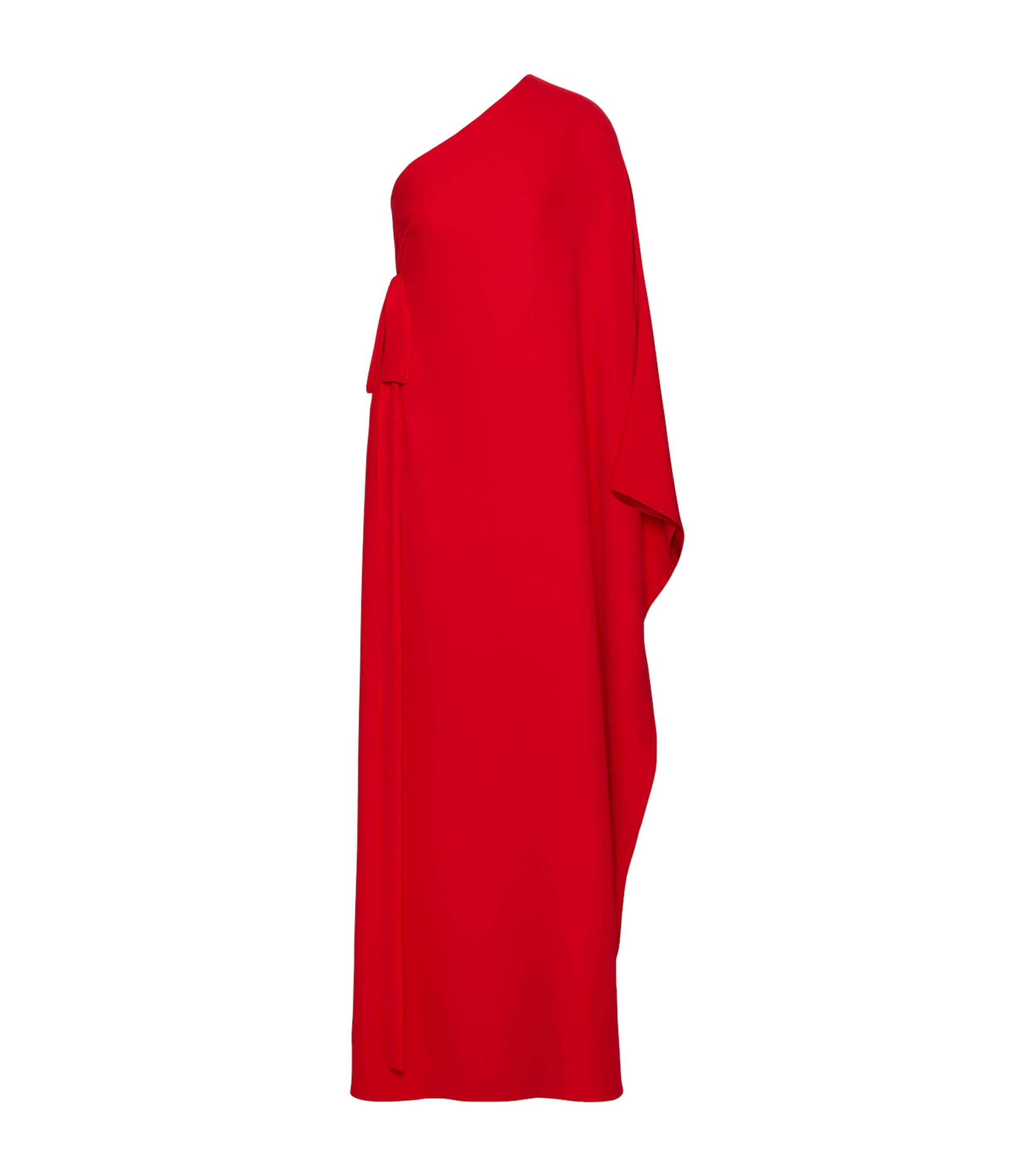 Valentino Cady Couture One-shoulder Silk Gown In Red