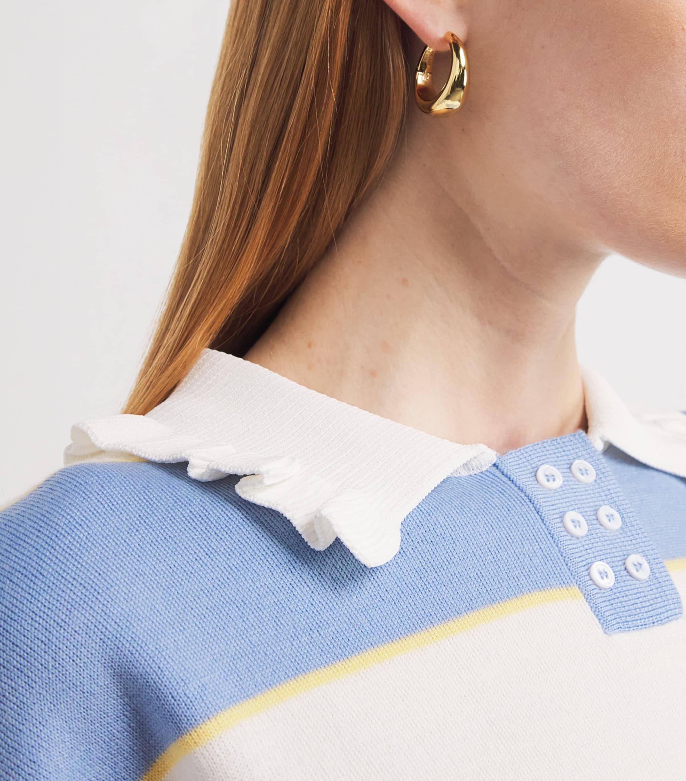 Stripe Polo Sweater OFFICE BLUE Image 6