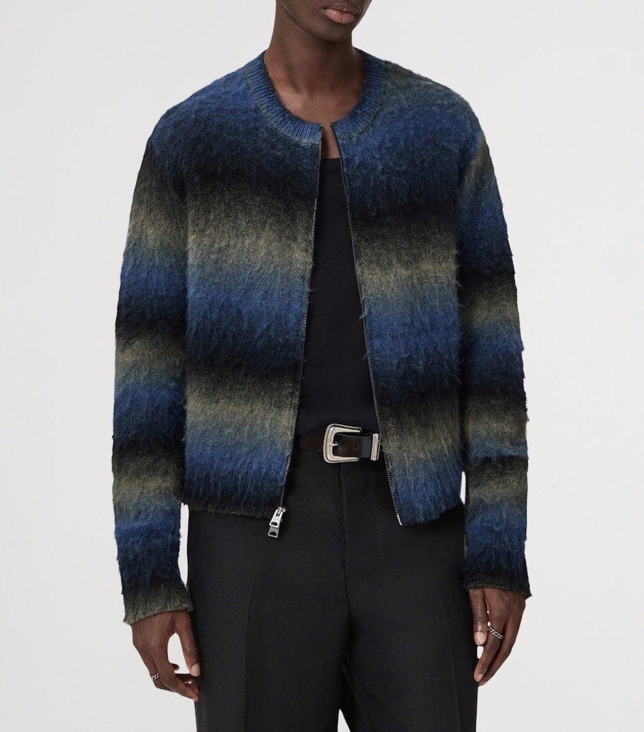 Merino Wool-Blend Halley Cardigan BLUE/GREY/BLACK Image 5