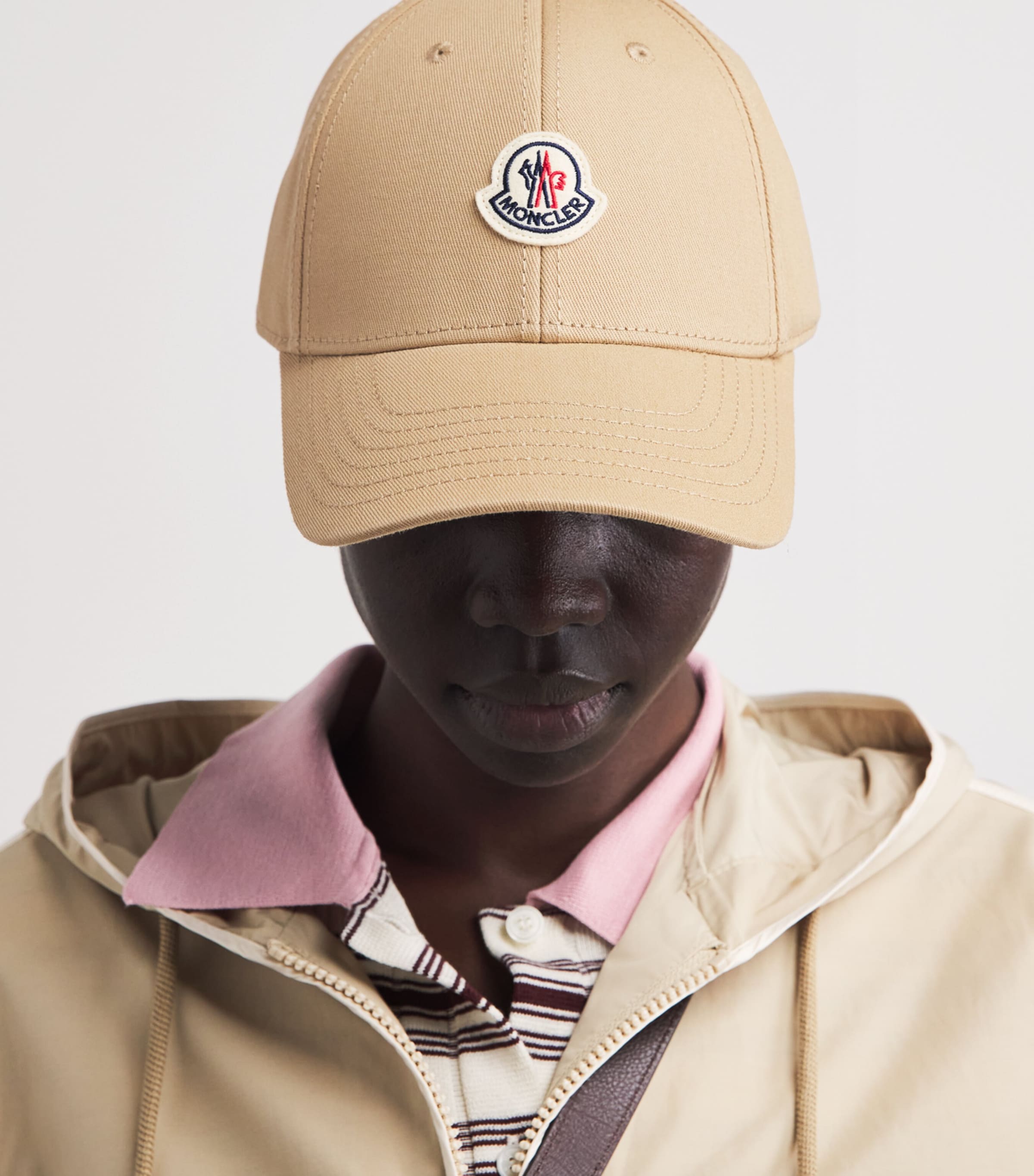 Moncler Beige Cotton Logo Baseball Cap | Harrods US