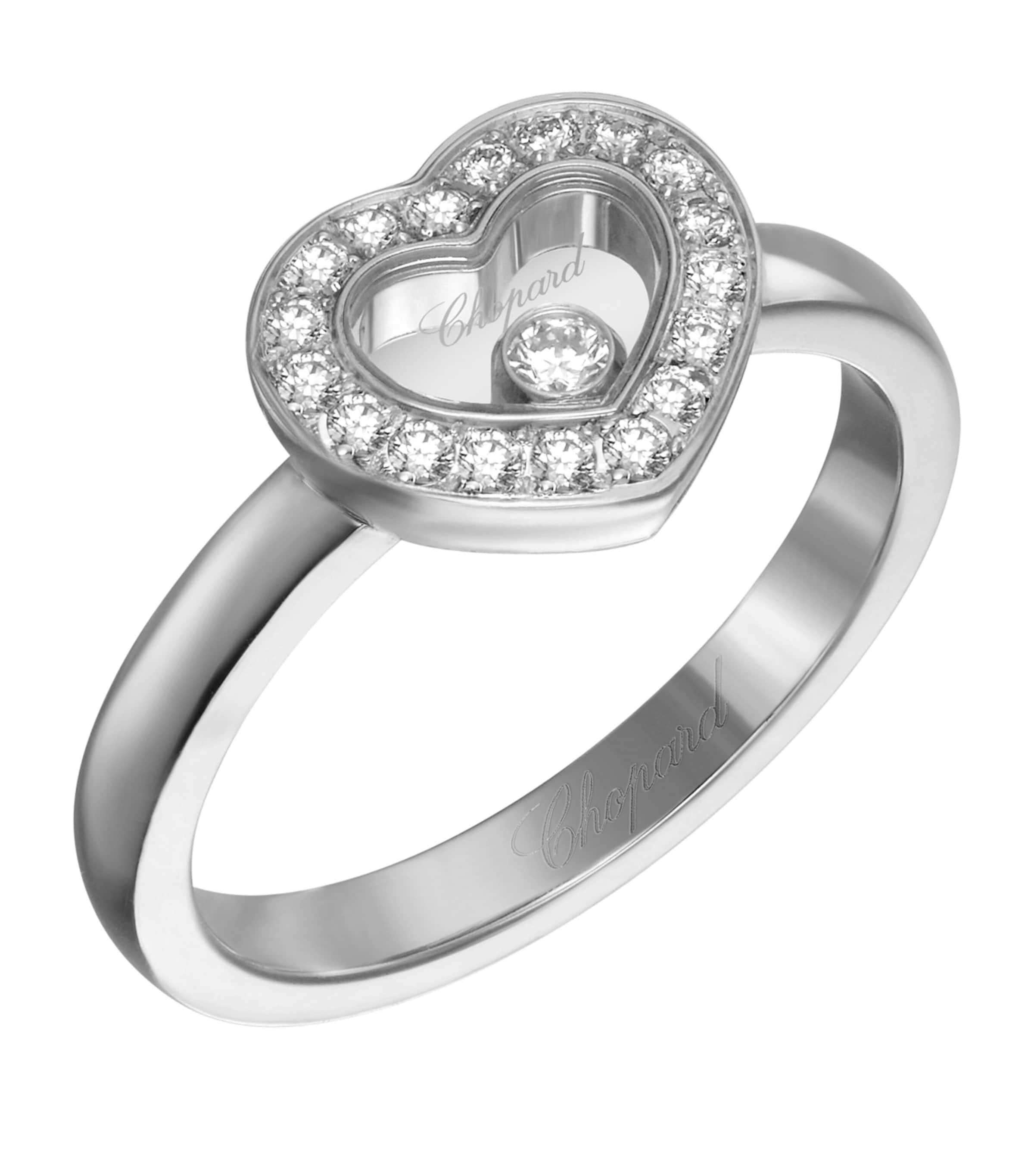 Shop Chopard White Gold And Diamond Happy Diamonds Icons Ring