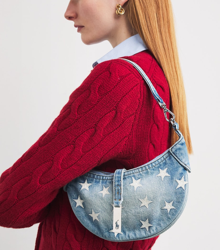 Polo Ralph Lauren Mini Denim Embroidered ID Shoulder Bag Helena Wash Image 2