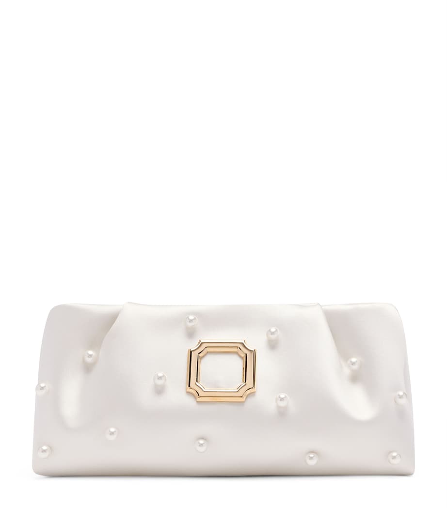Malone Souliers Satin Embellished Vittoria Clutch Bag White Image 1