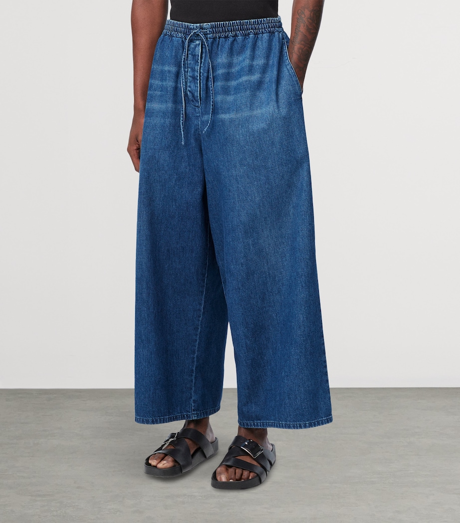 LOEWE Mens x Paula's Ibiza Cropped Wide-Leg Jeans Light Blue Image 3
