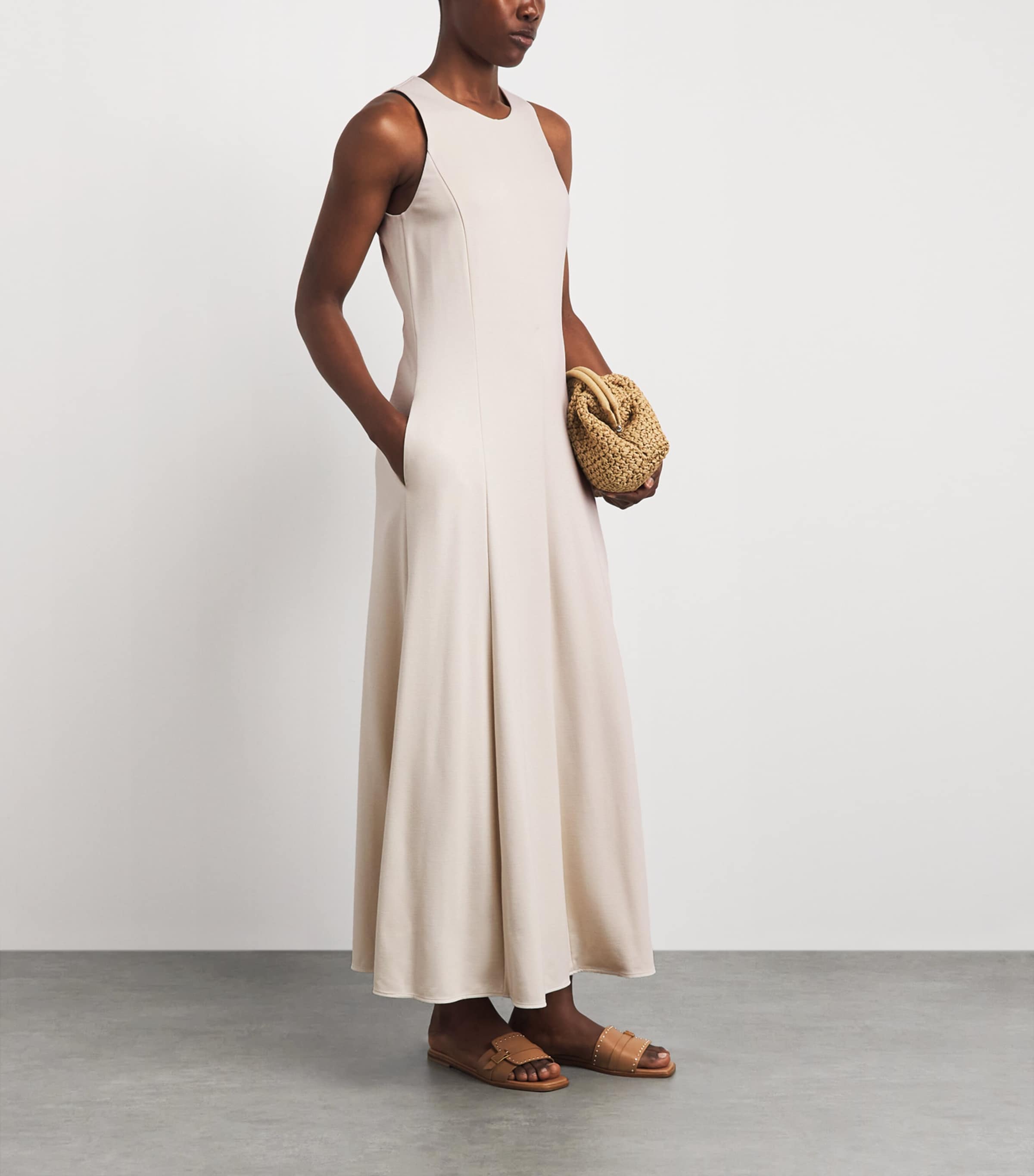 Eleventy Womens Zip-Up Midi Dress Sabbia Image 2