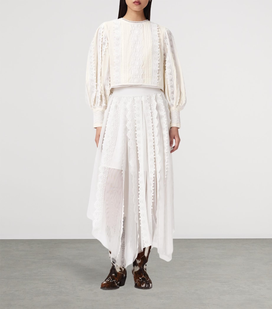 AllSaints Womens Cotton Hart Embroidered Top Optic White Image 2