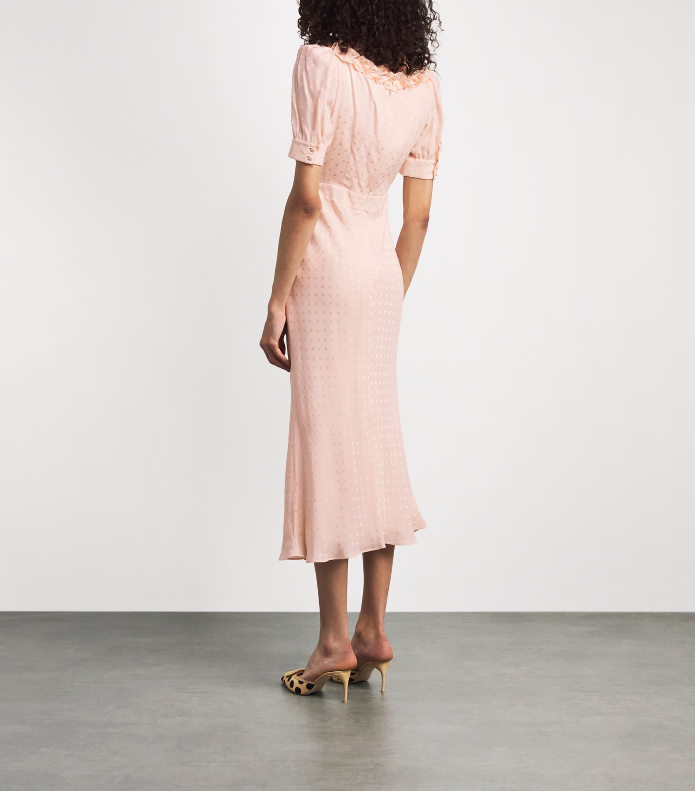 Alessandra Rich Womens Silk Gathered Midi Dress Light Pink Image 4