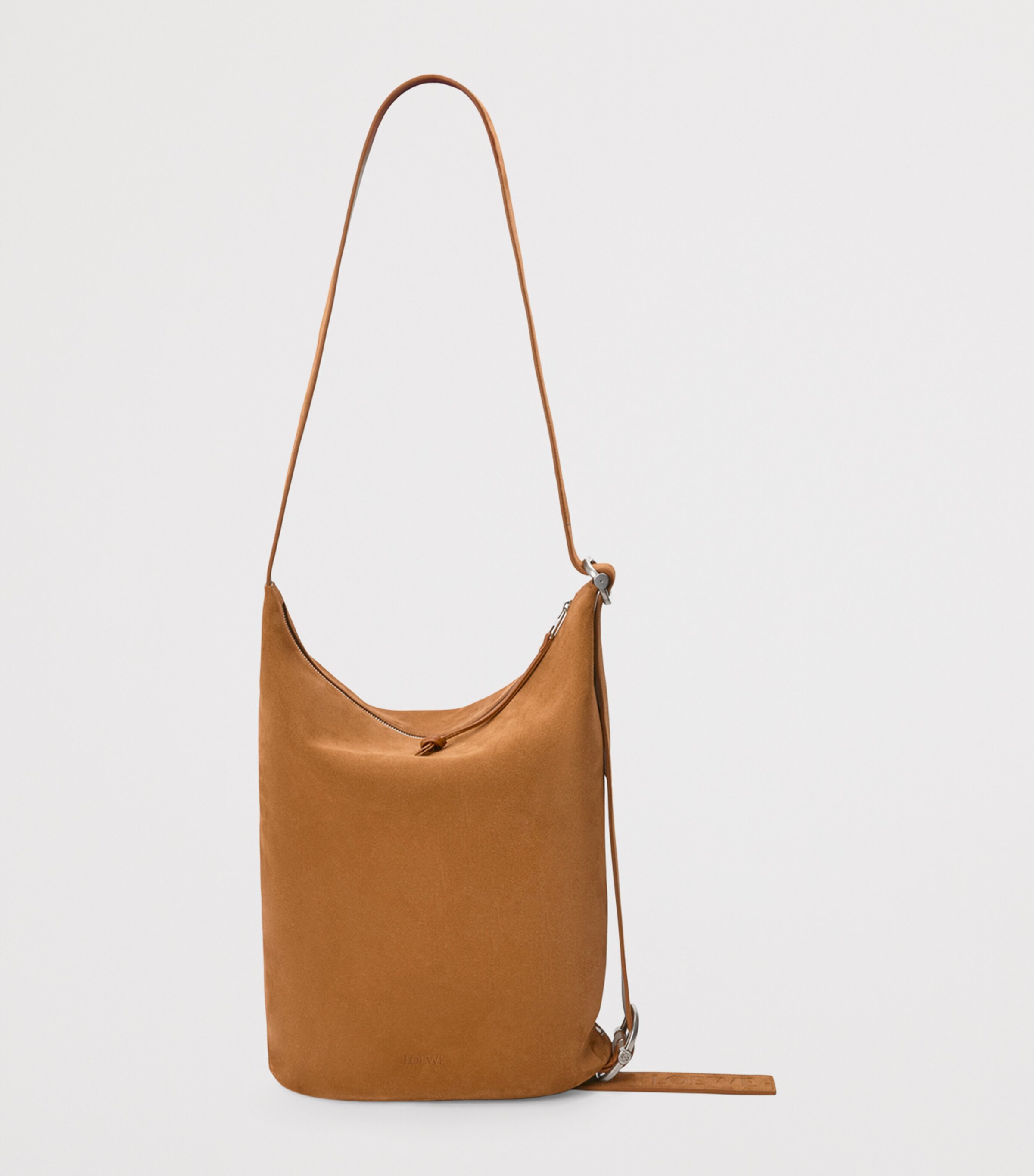 Medium Suede Loop Bucket Bag TOBACCO Image 3