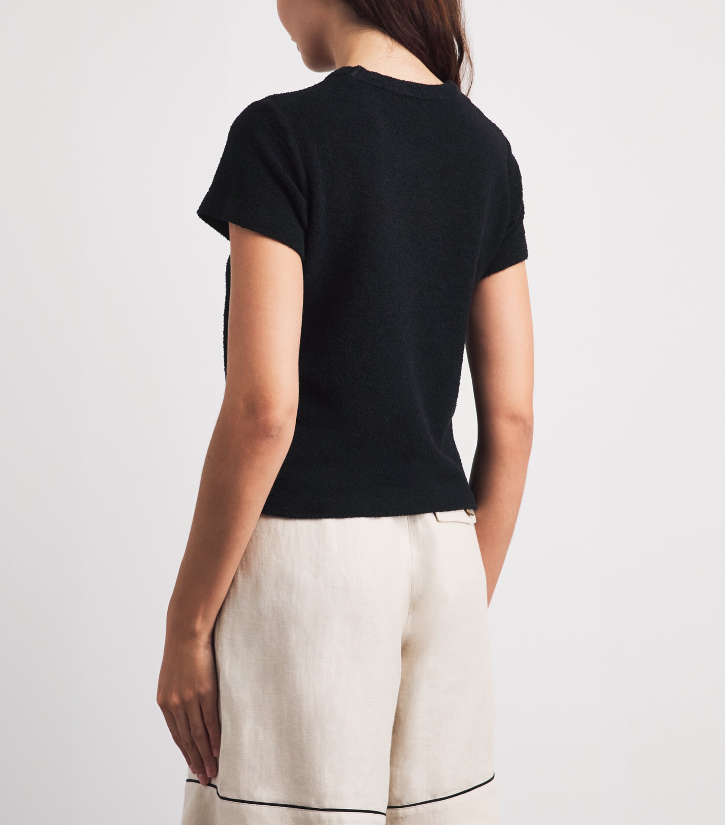 ME+EM Womens Cotton-Blend Knitted T-Shirt Black Image 5