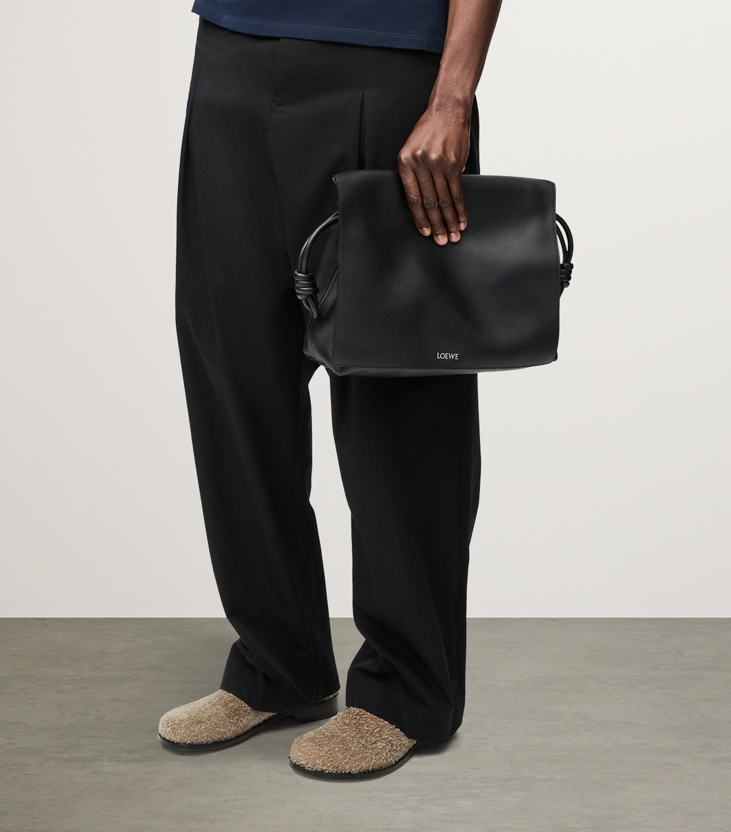 LOEWE Leather Flamenco Satchel Black Image 8