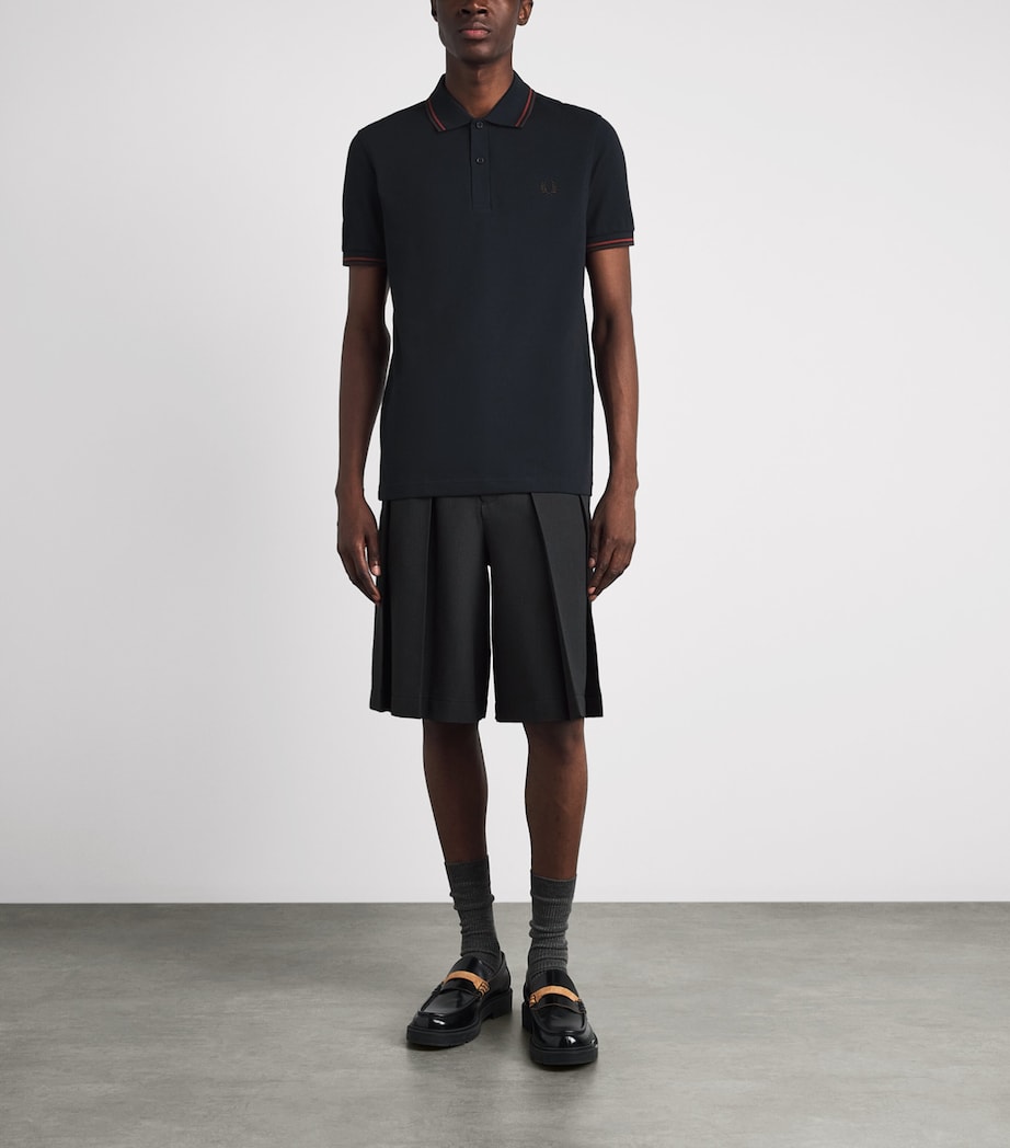 Fred Perry Mens Cotton Twin Tipped Polo Shirt Nvy/brndy/rchbrn Image 2
