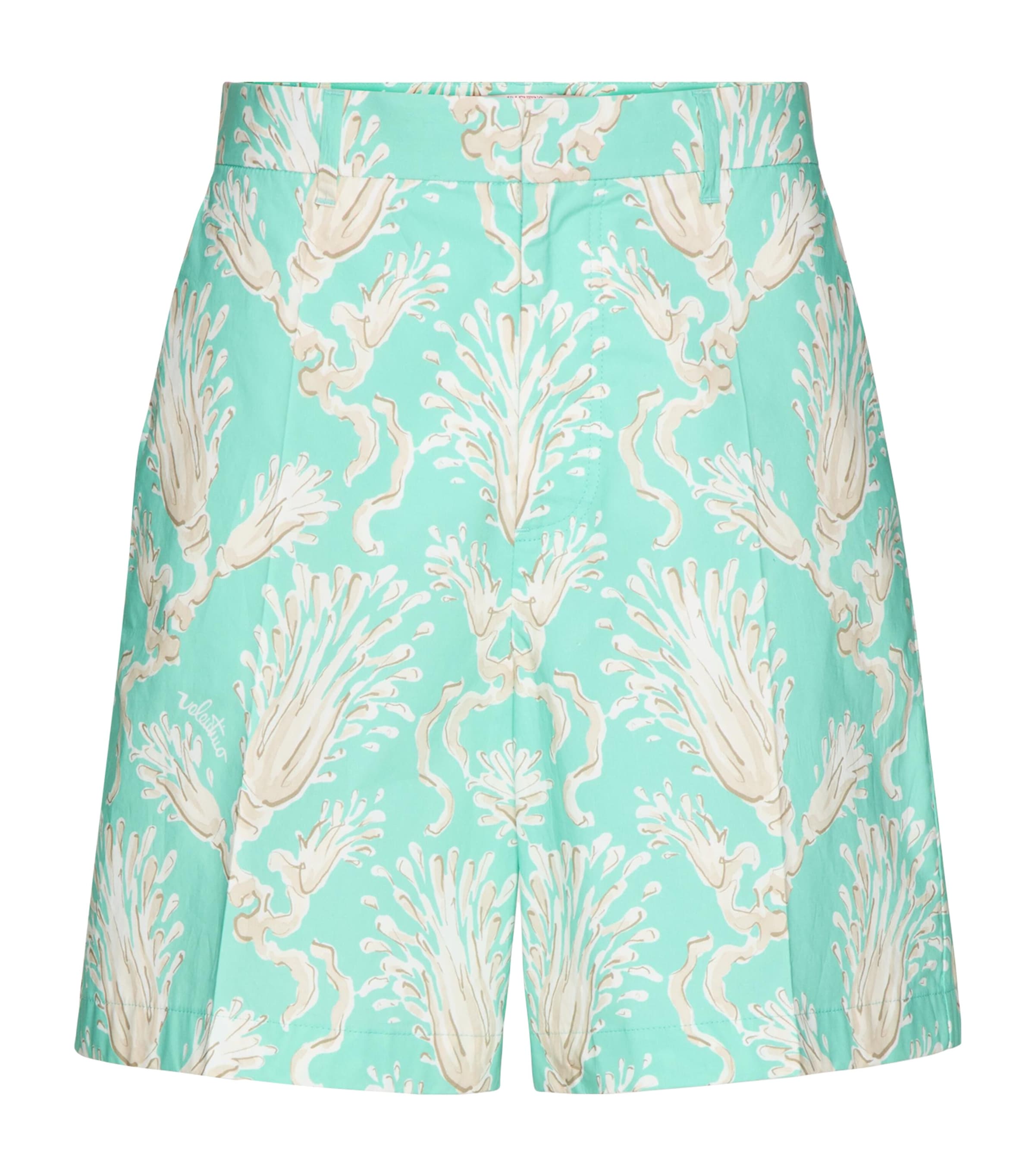 Valentino Cotton Printed Bermuda Shorts In Blue