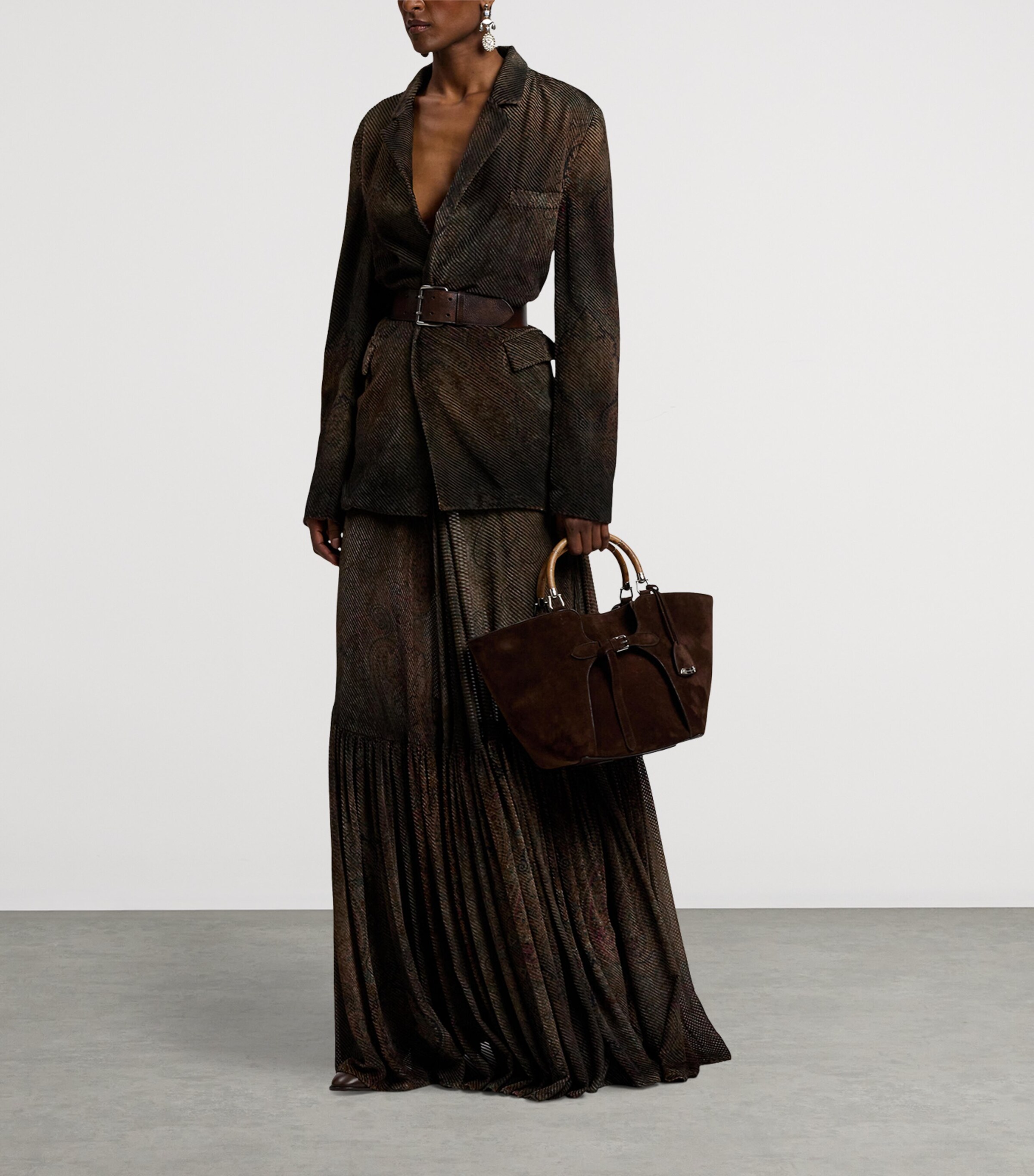 Velvet Devoré Carlita Maxi Skirt COGNAC MULTI Image 9