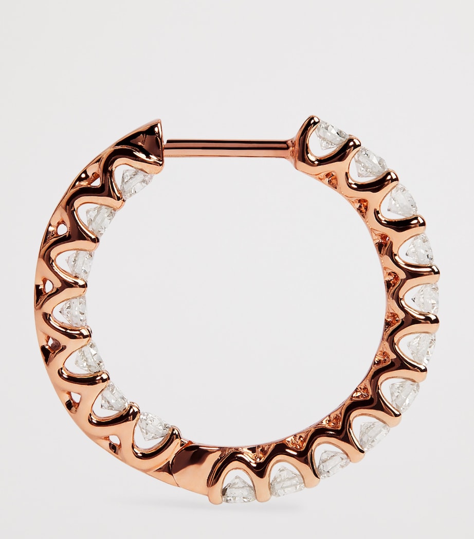 Medium Rose Gold and Diamond Hoop Earrings (1.25ctw) ROSE GOLD Image 3