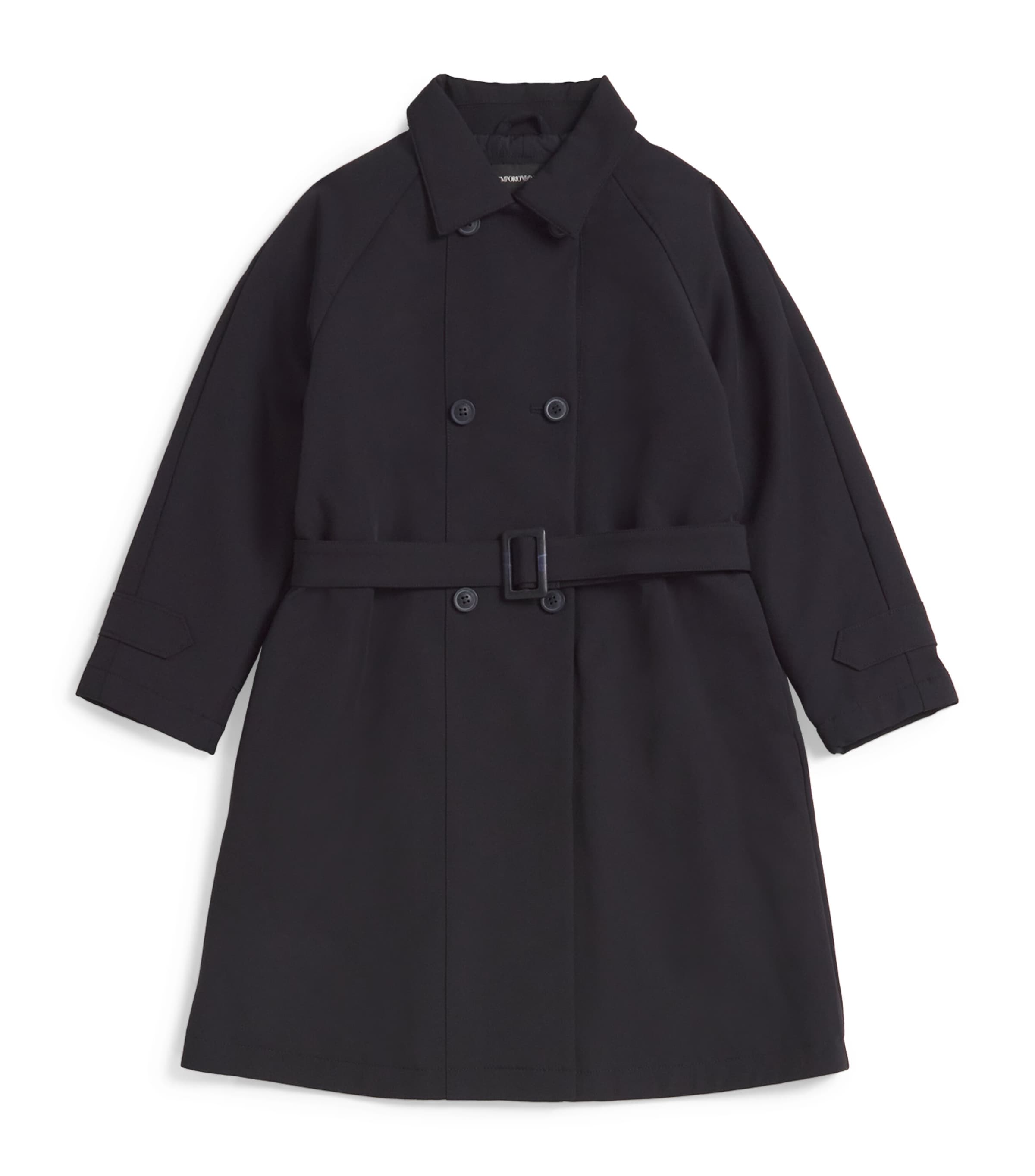 Shop Emporio Armani Belted Trench Coat In Navy