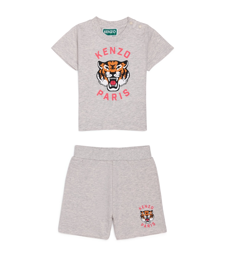 Cotton Tiger Graphic T-Shirt and Shorts Set (6 Months-4 Years) A16LGHT HEATHER GRAY Image 1