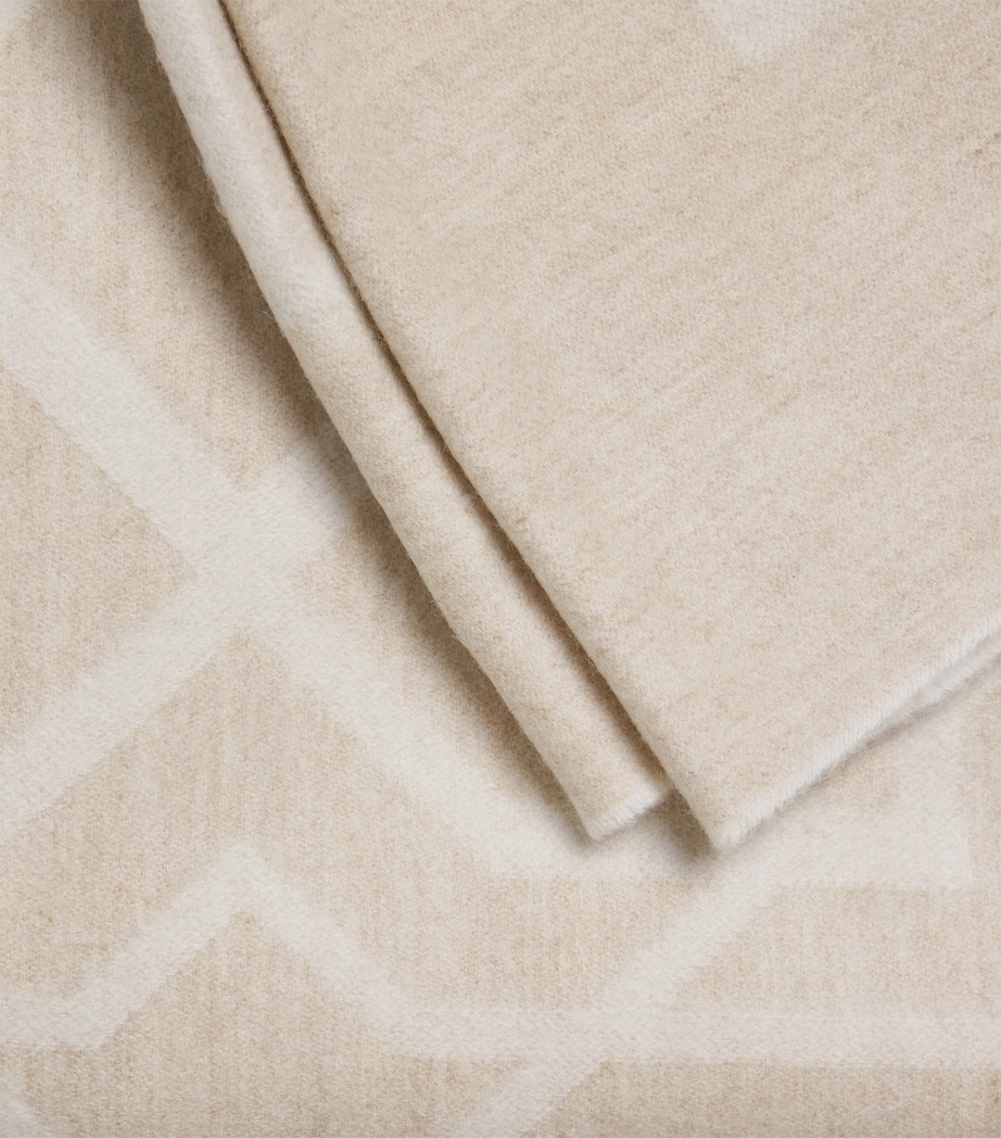 Harrods of London Cashmere-Lambswool Geometric Throw (140cm x 180cm) Niger & Undyed Image 2