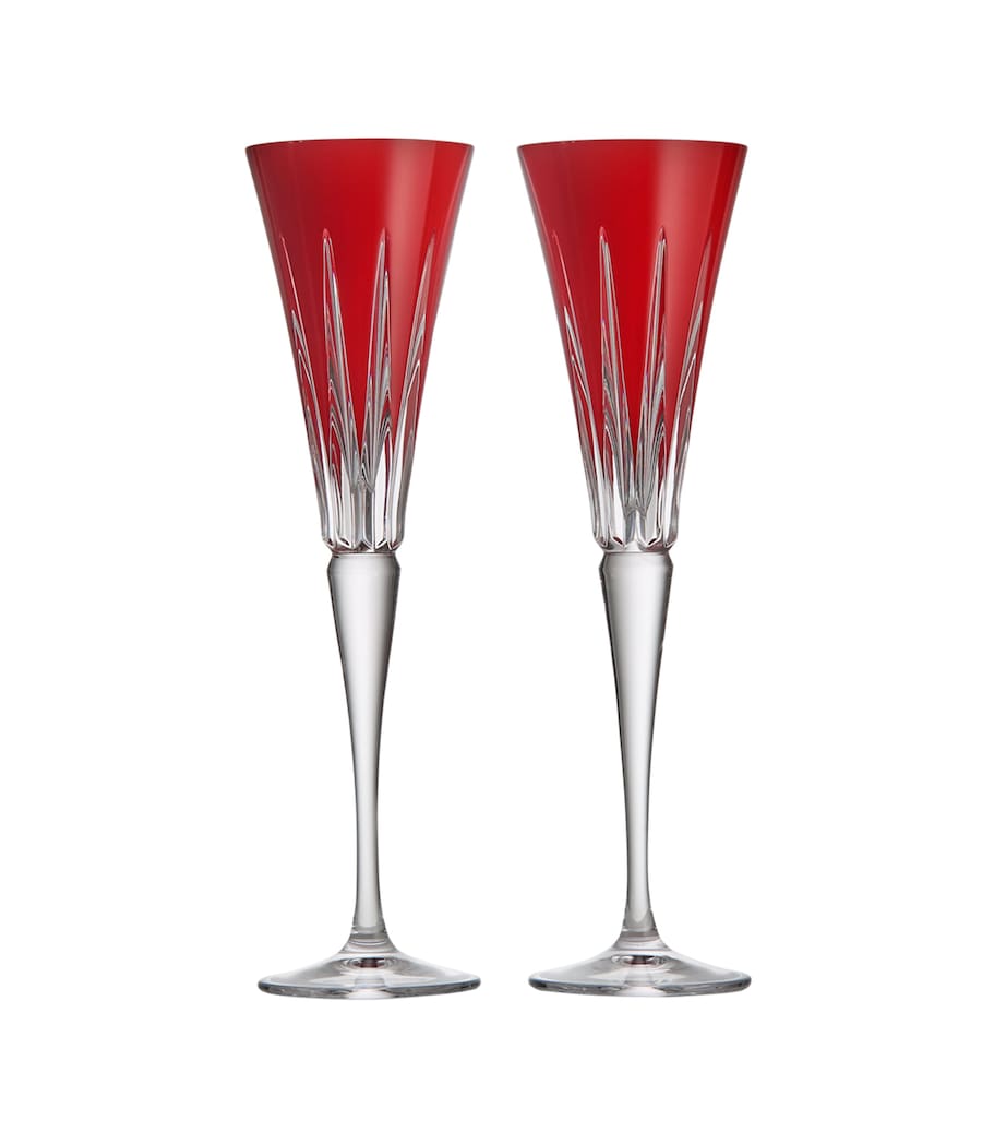 Set of 2 Crystal Firework Flutes (175ml) RED Image 1