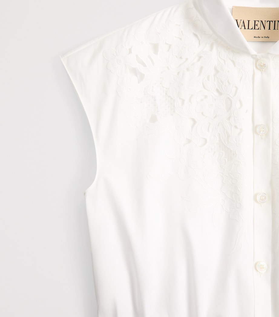 Valentino Womens Cotton Poplin Embroidered Midi Dress Image 3