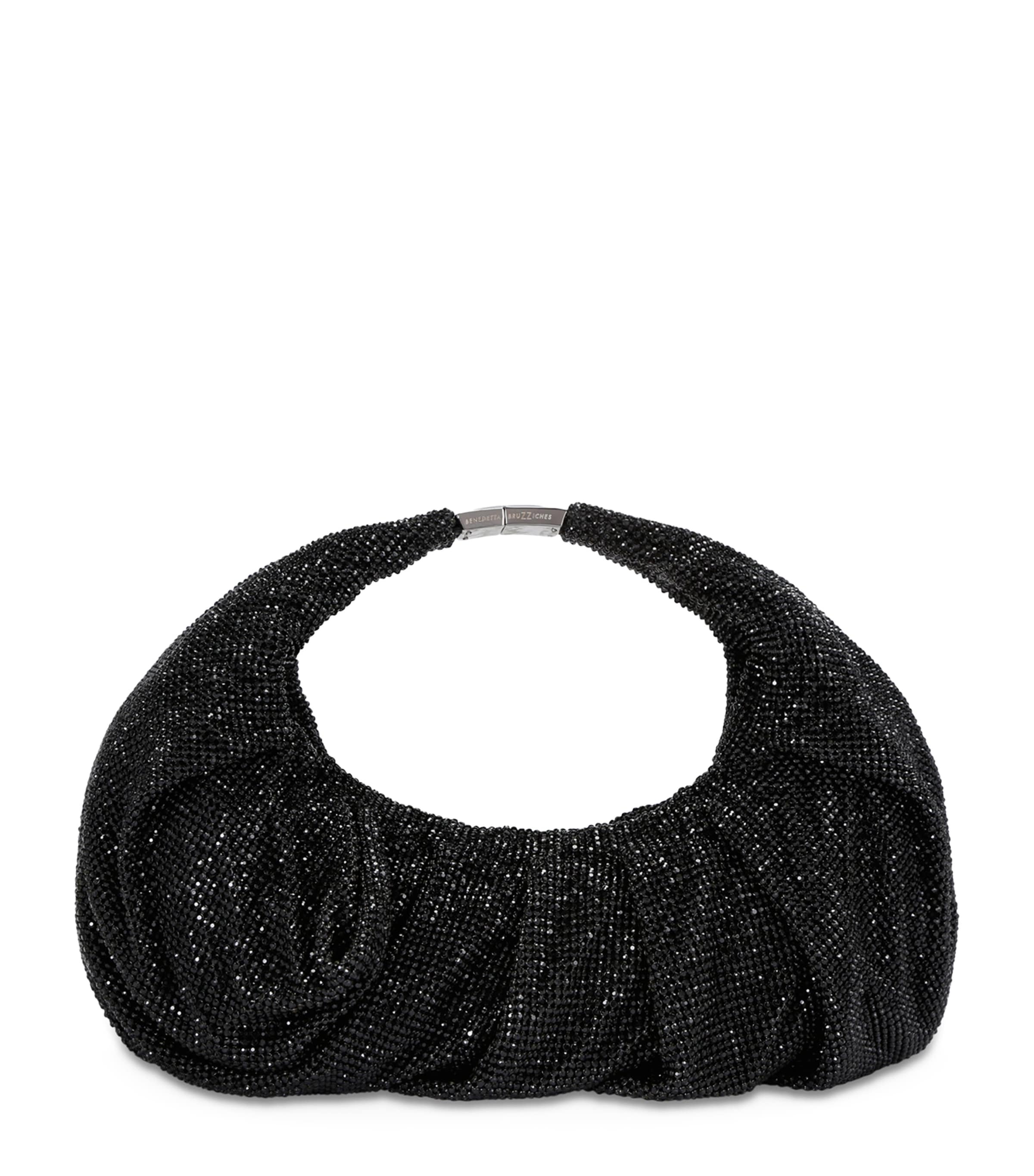 Benedetta Bruzziches Yennefer Mesh Metallic Crystal Top-handle Bag In Black
