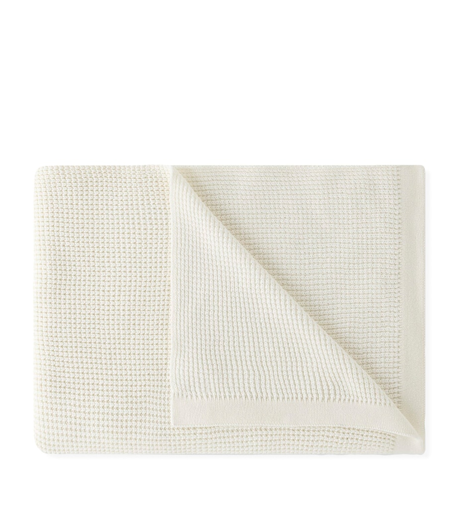 Cotton-Cashmere Knitted Elemento Throw (130cm x 170cm) CREAM Image 1