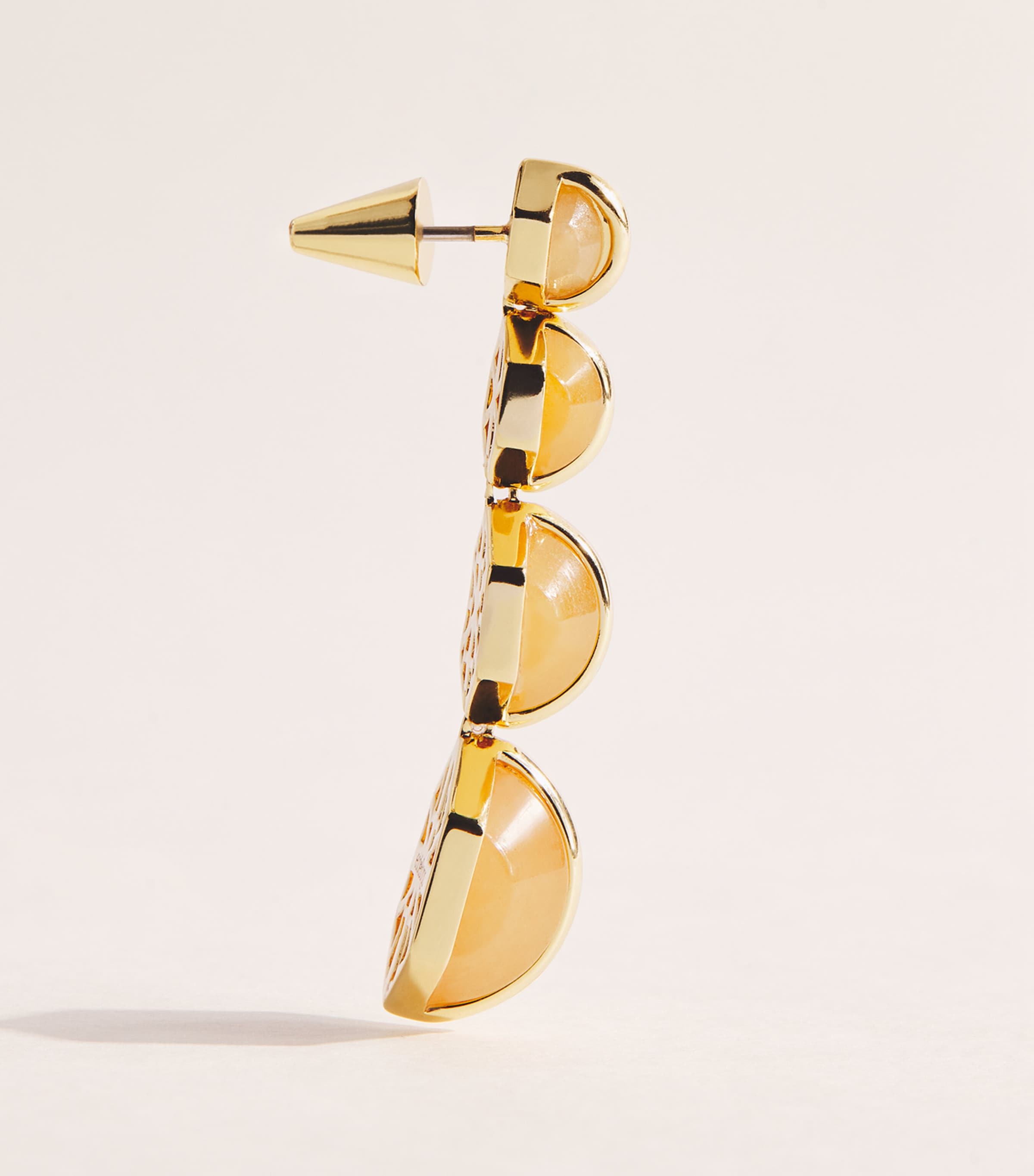 Eddie Borgo Gold-Plated Inlaid Honeycomb Earrings Gld/ambr/argnt Image 3