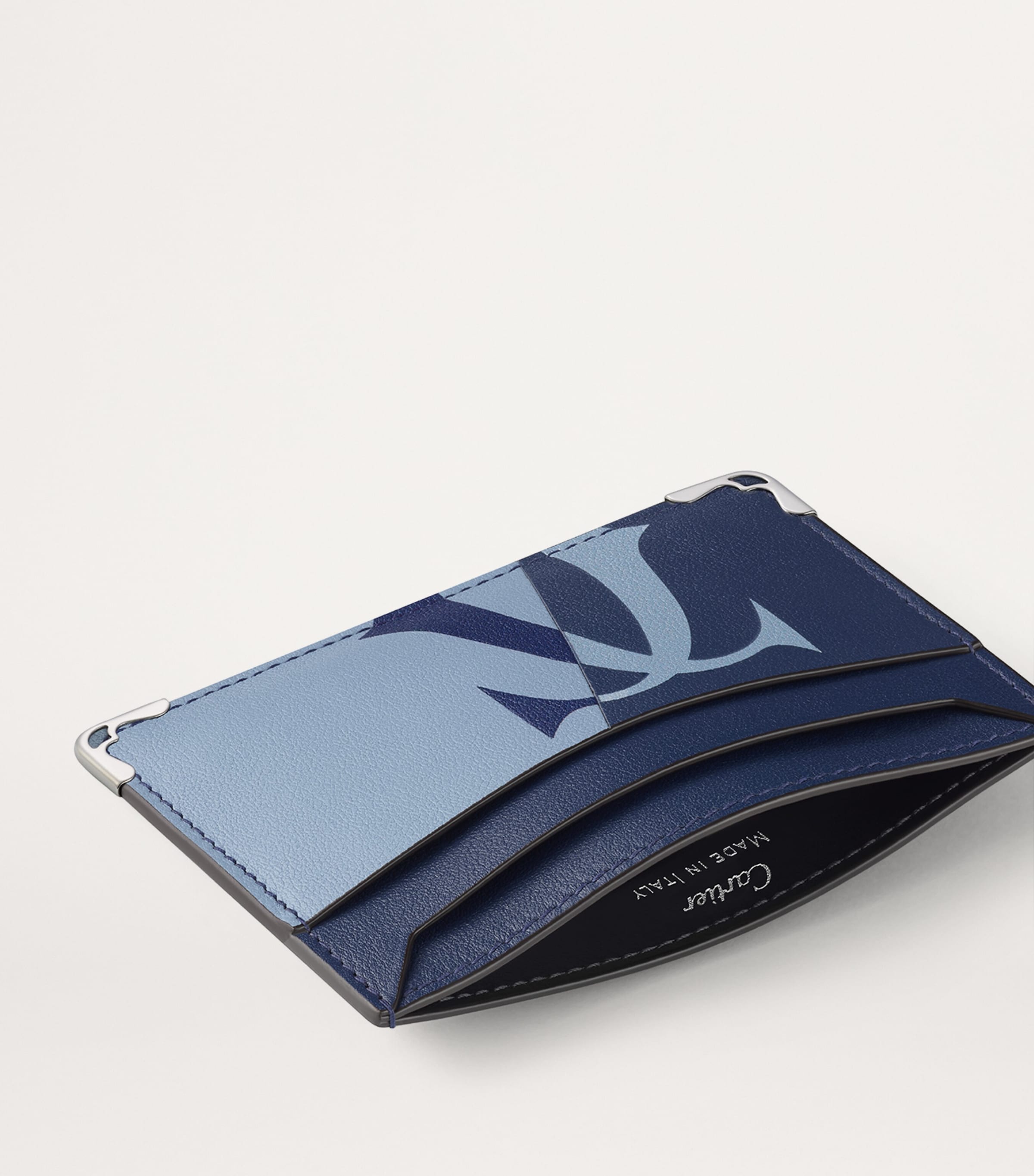 Leather Must de Cartier XL Logo Double Card Holder BLUE Image 5