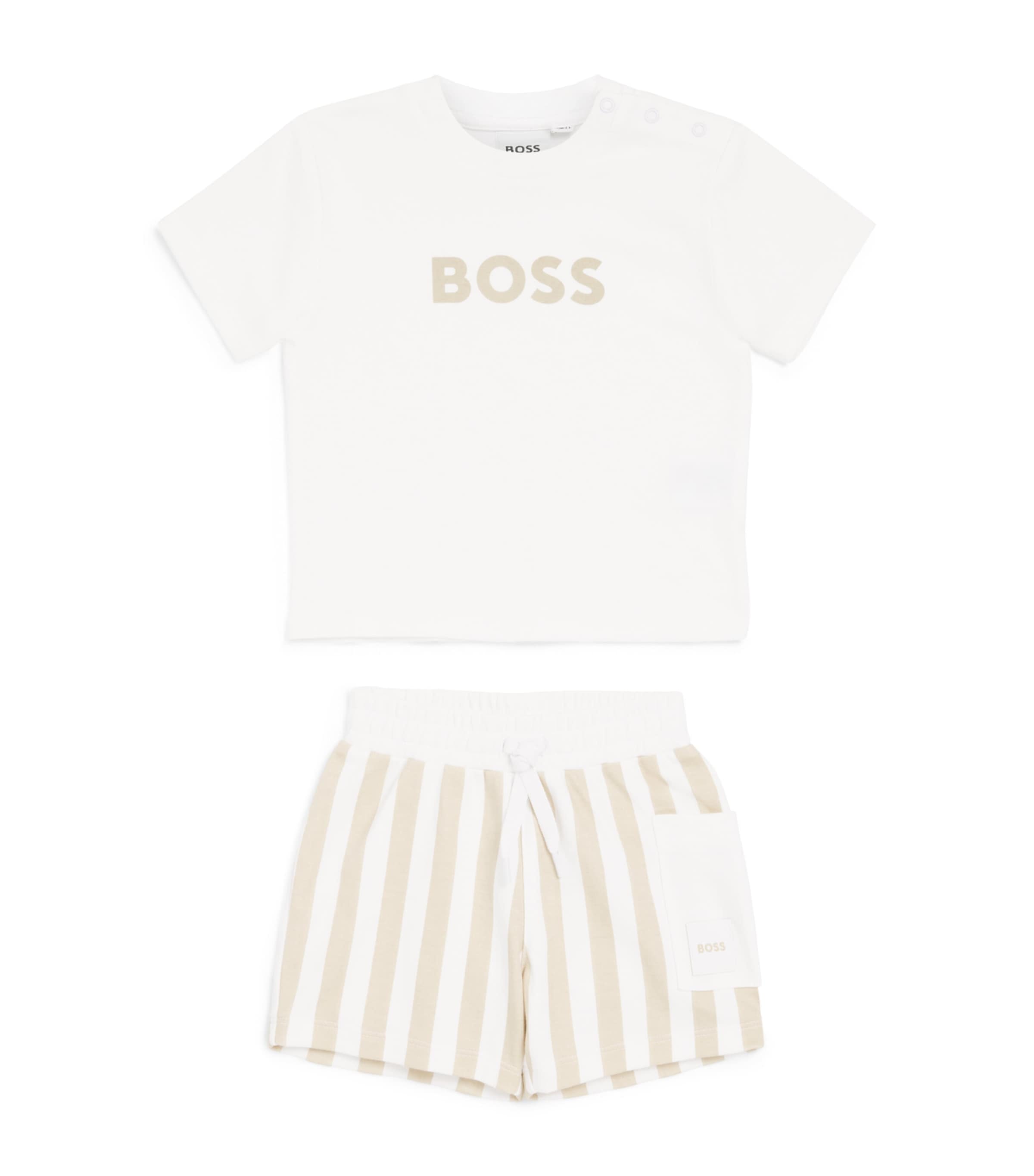 BOSS Kidswear Logo T-Shirt and Stripe Shorts Set (3-18 Months) Image 1