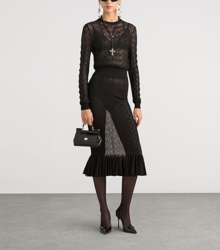 Dolce&Gabbana Womens Lace-Effect Sweater Black Image 2